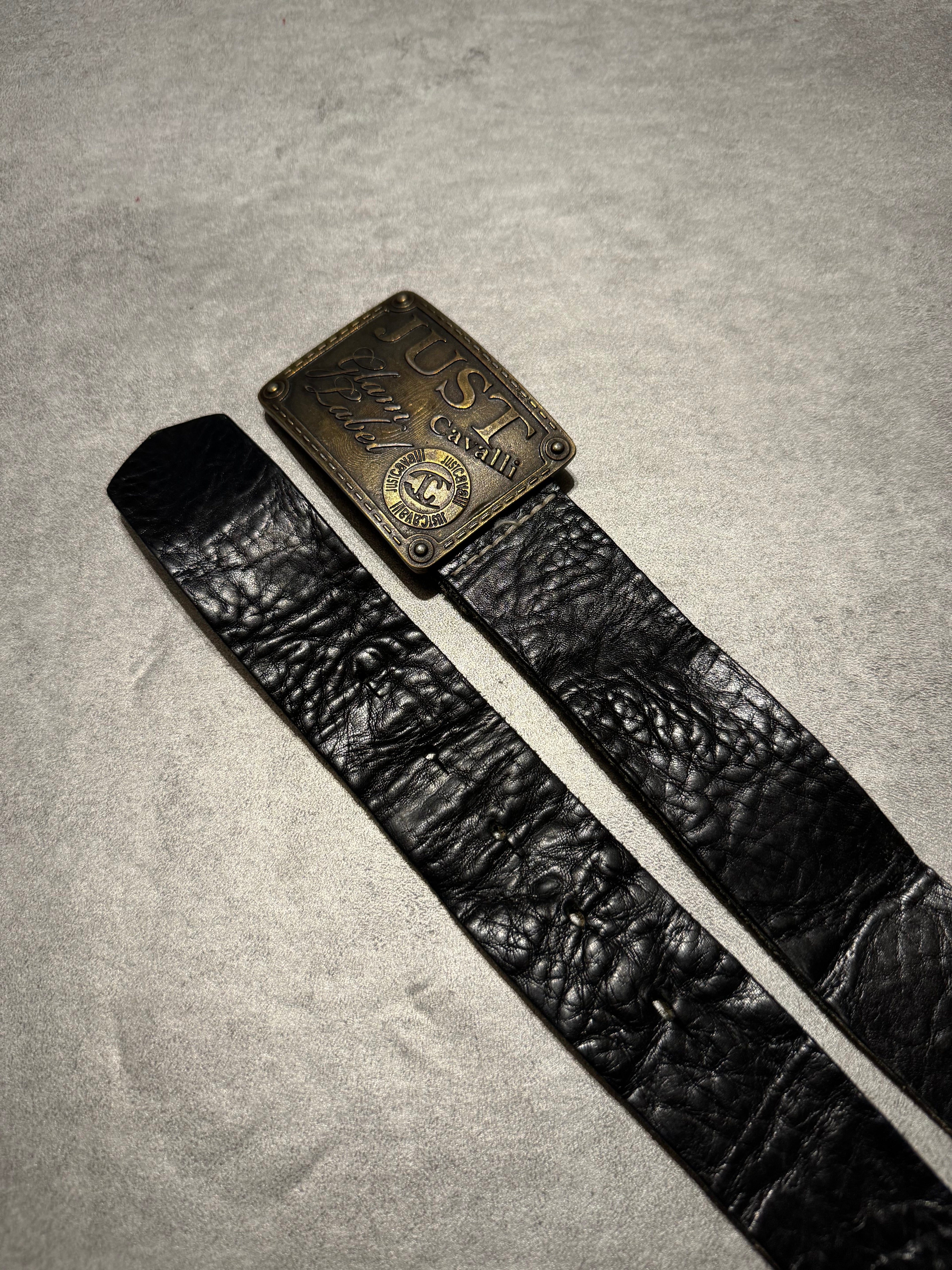 2000s Cavalli Embellished Black Leather Belt (OS) - 6