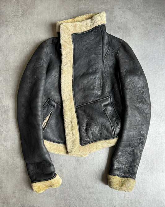 Rick Owens Shearling Asymmetrical Leather Jacket (XS) - 1