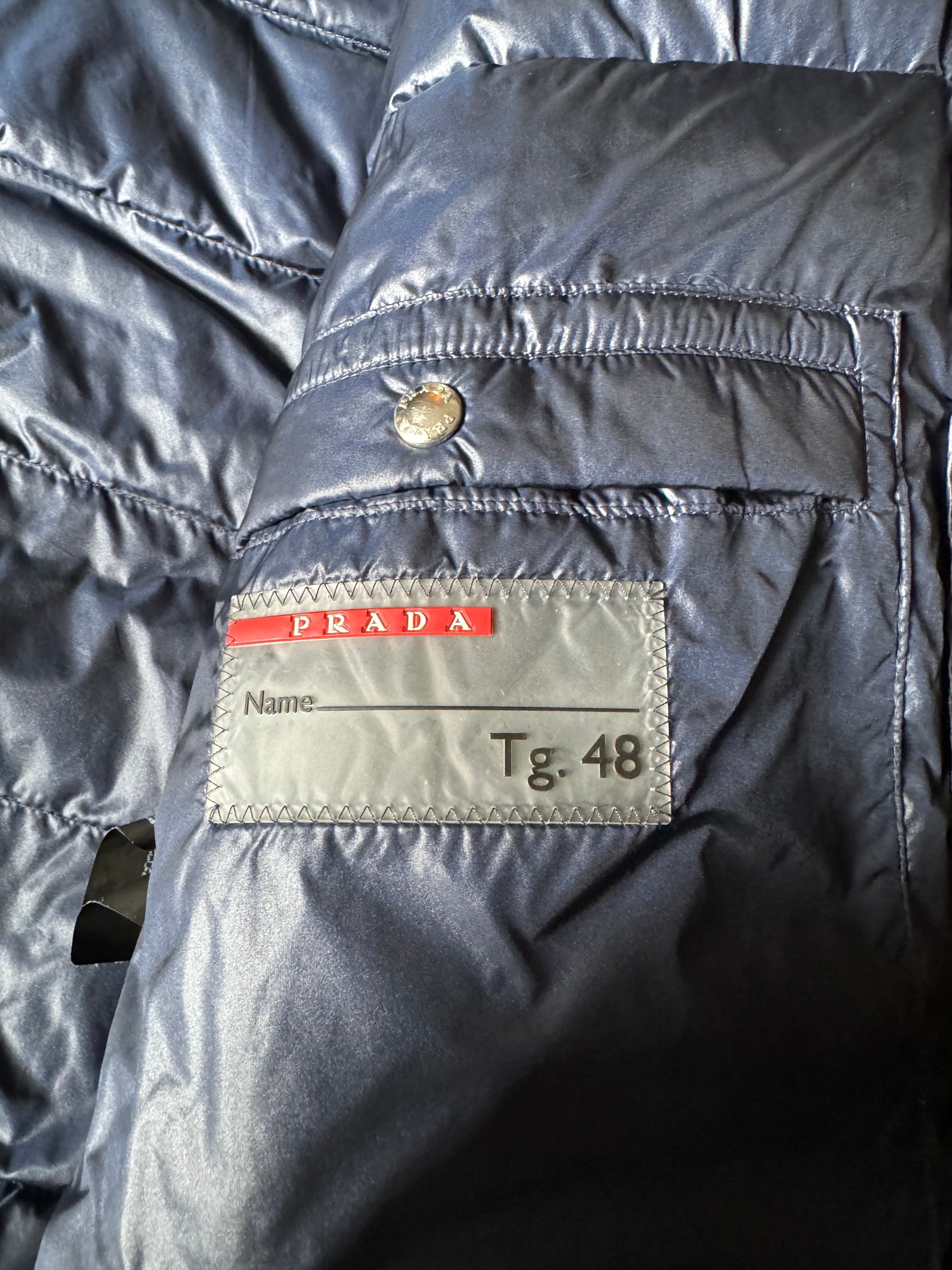 2000s Prada Nylon Navy Puffer Jacket (M) - 6