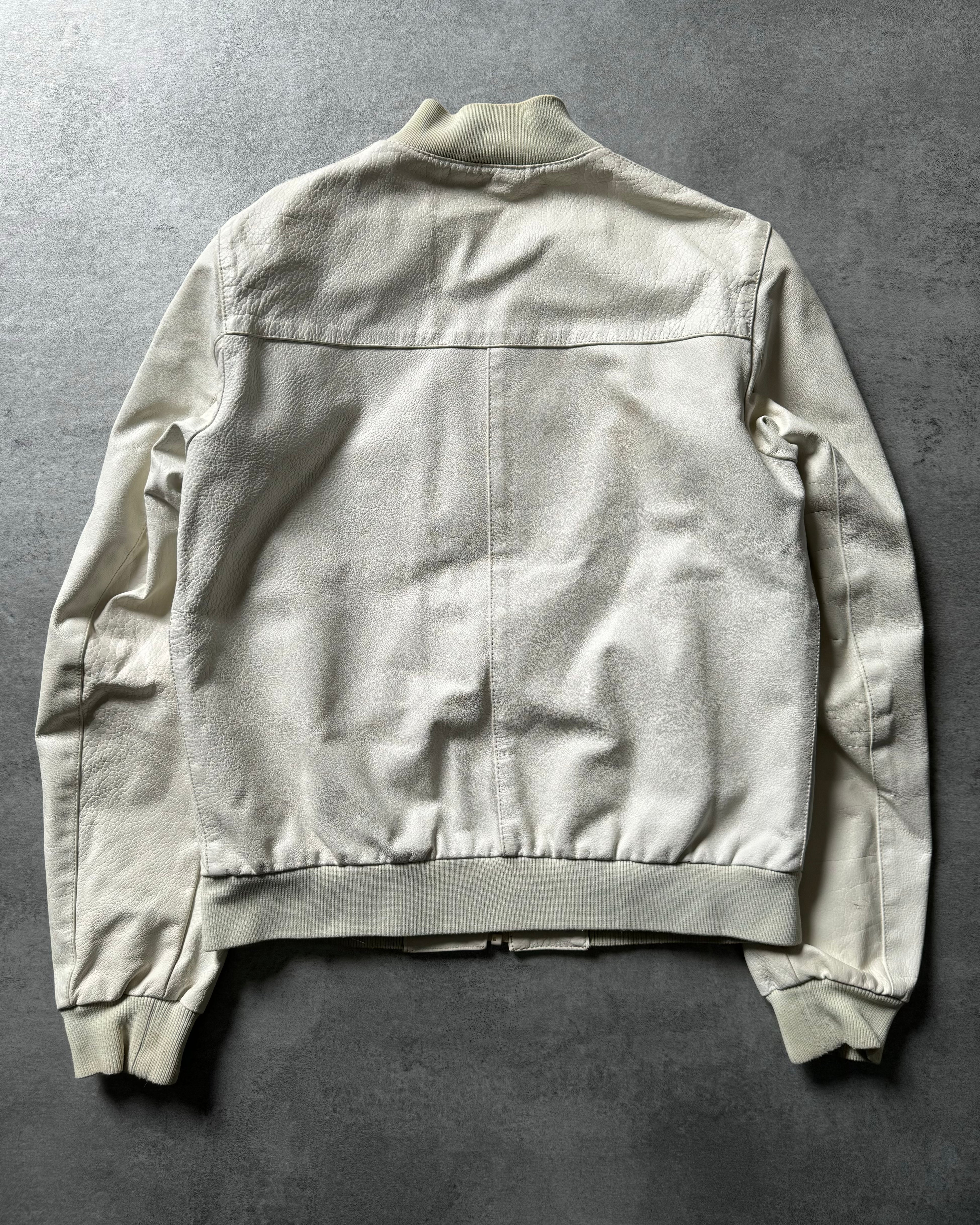 SS2003 Prada White Leather Bomber Jacket  (XS) - 3