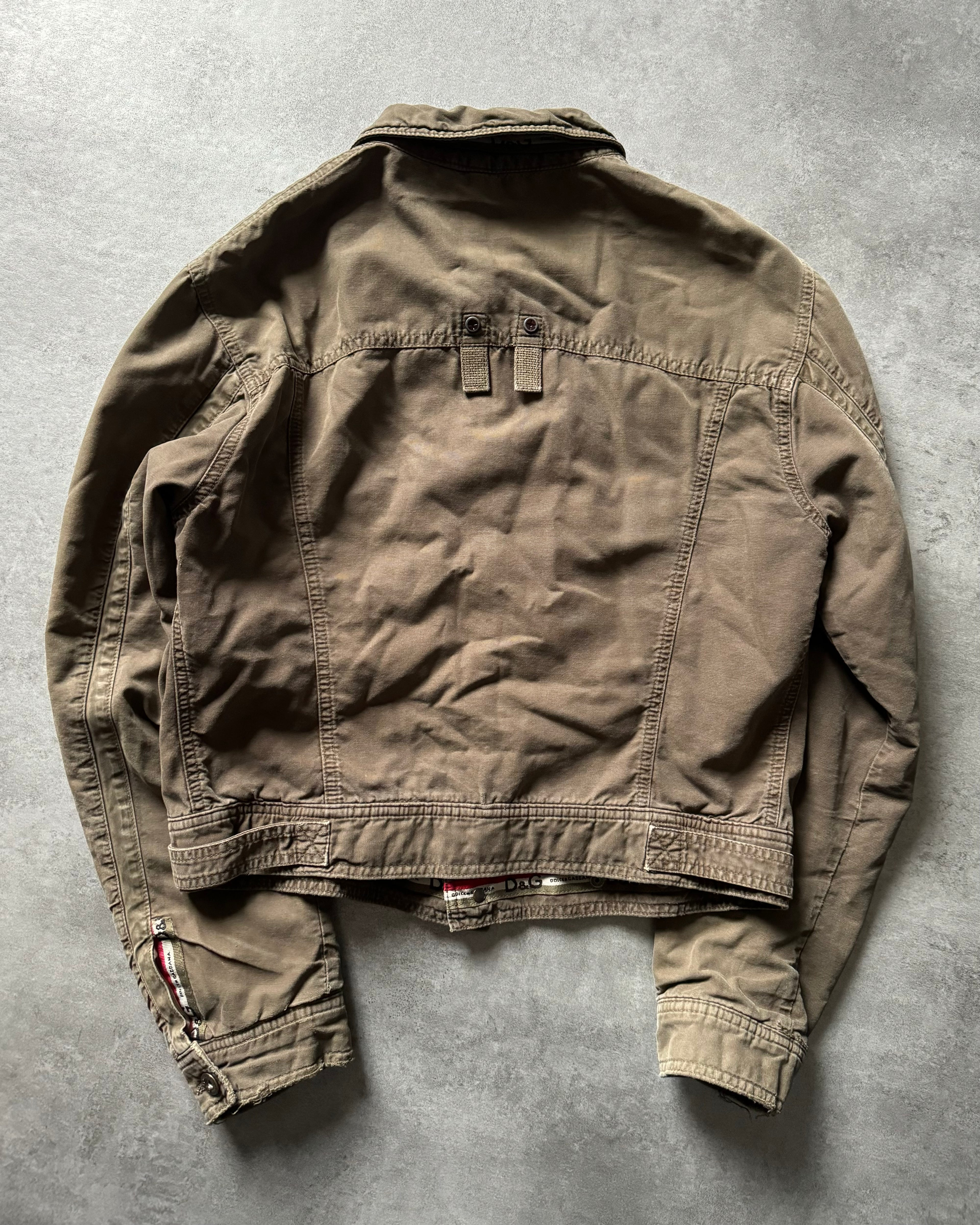 AW2004 Dolce & Gabbana Cargo Utility Olive Cropped Jacket (S) - 4