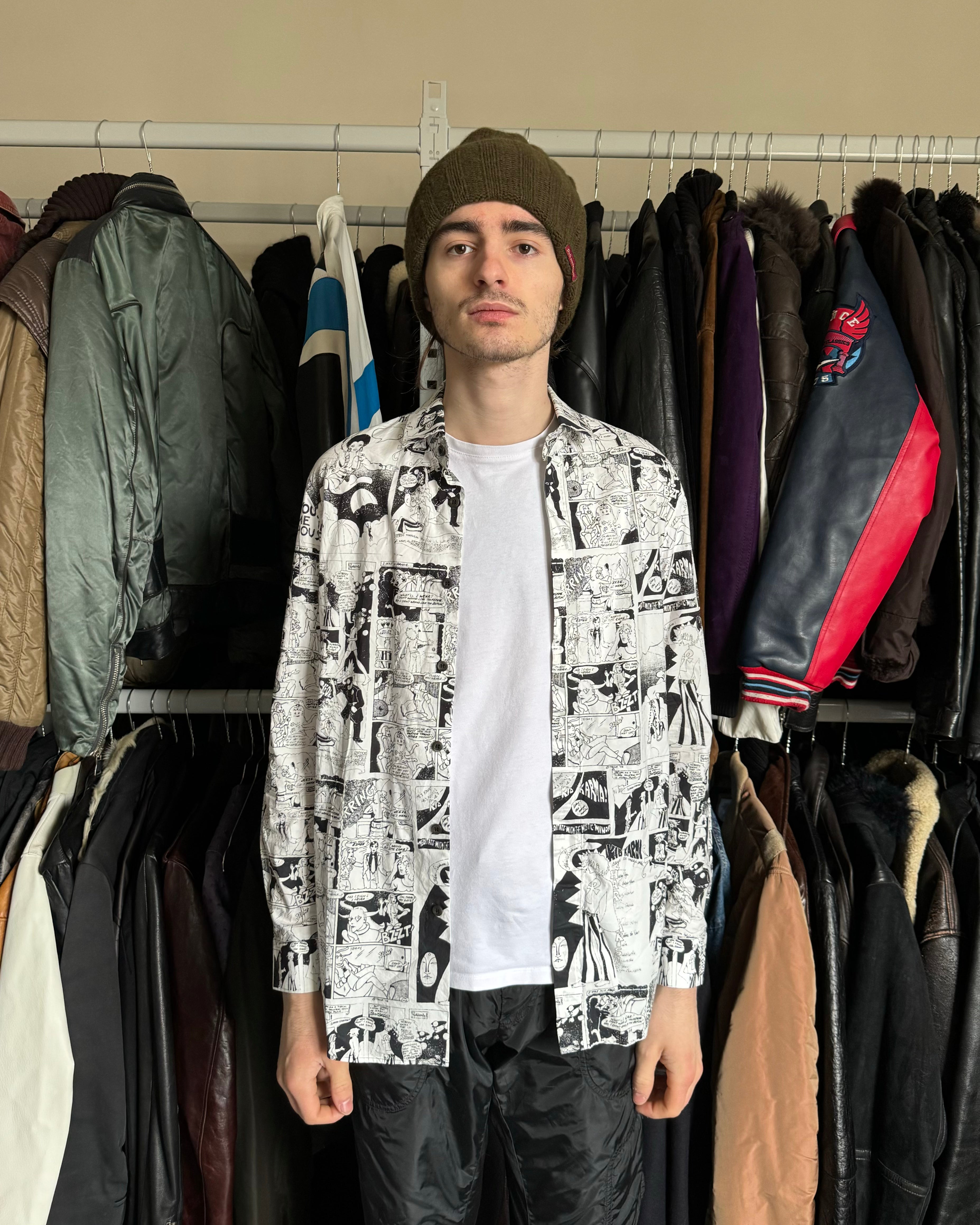 SS2019 Prada Black & White Comics Energy Shirt (S) - 5