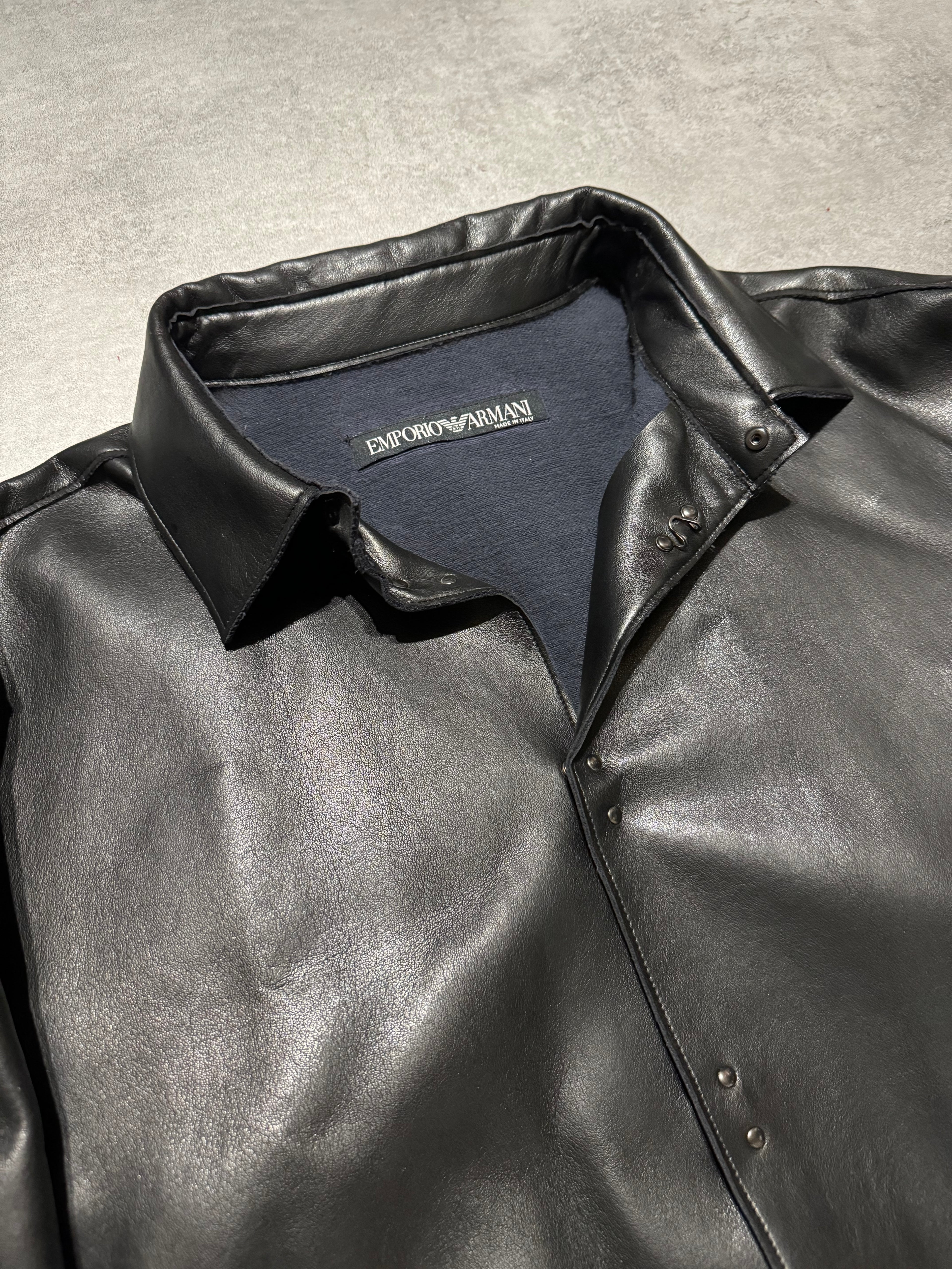 AW1996 Emporio Armani Black Leather Soft Italian Jacket (L/XL) - 11