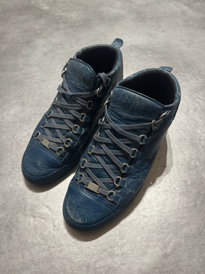 Balenciaga Arena High Blue Ocean Leather Shoes (41) - 4