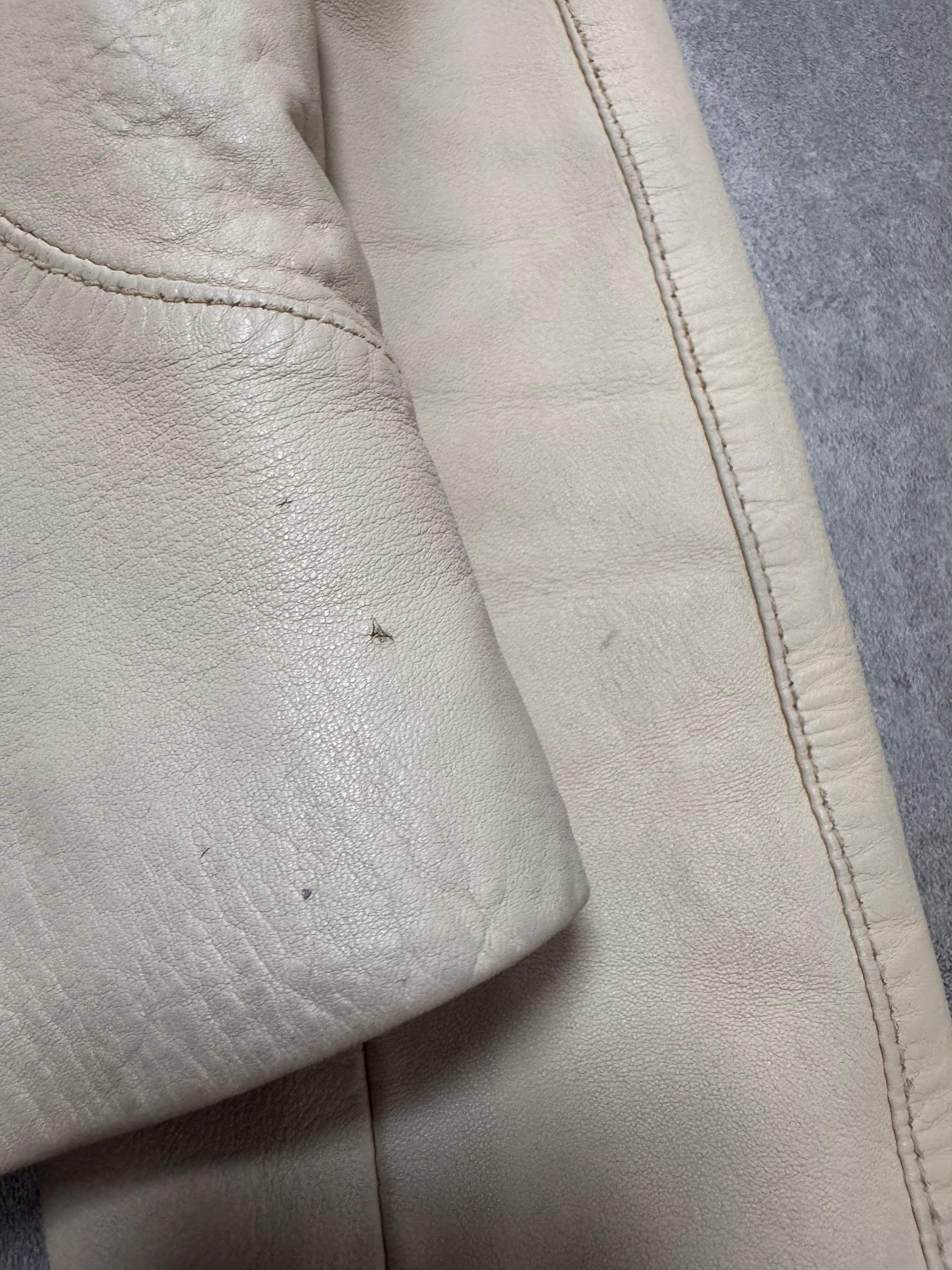 2000s Dolce & Gabbana Cream White Round Leather Jacket