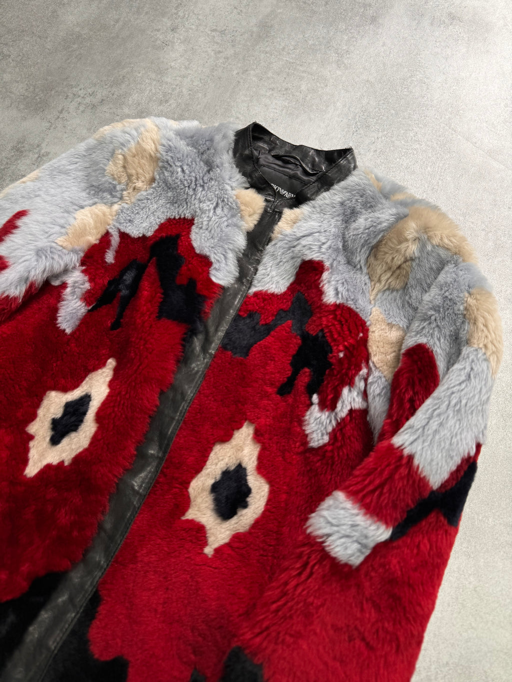 FW2015 Emporio Armani Shearling Fur Bomber Leather Jacket