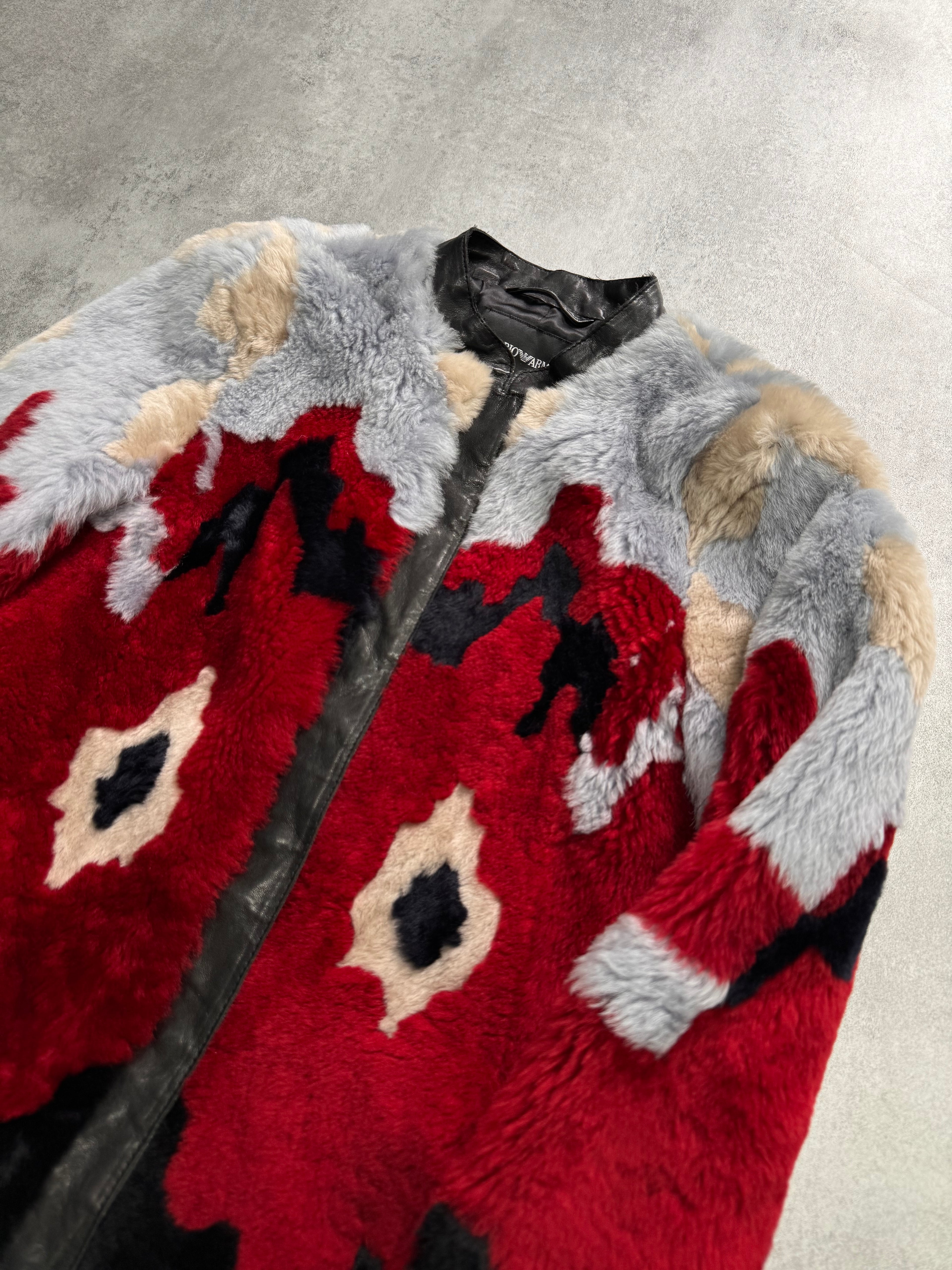FW2015 Emporio Armani Shearling Fur Bomber Leather Jacket