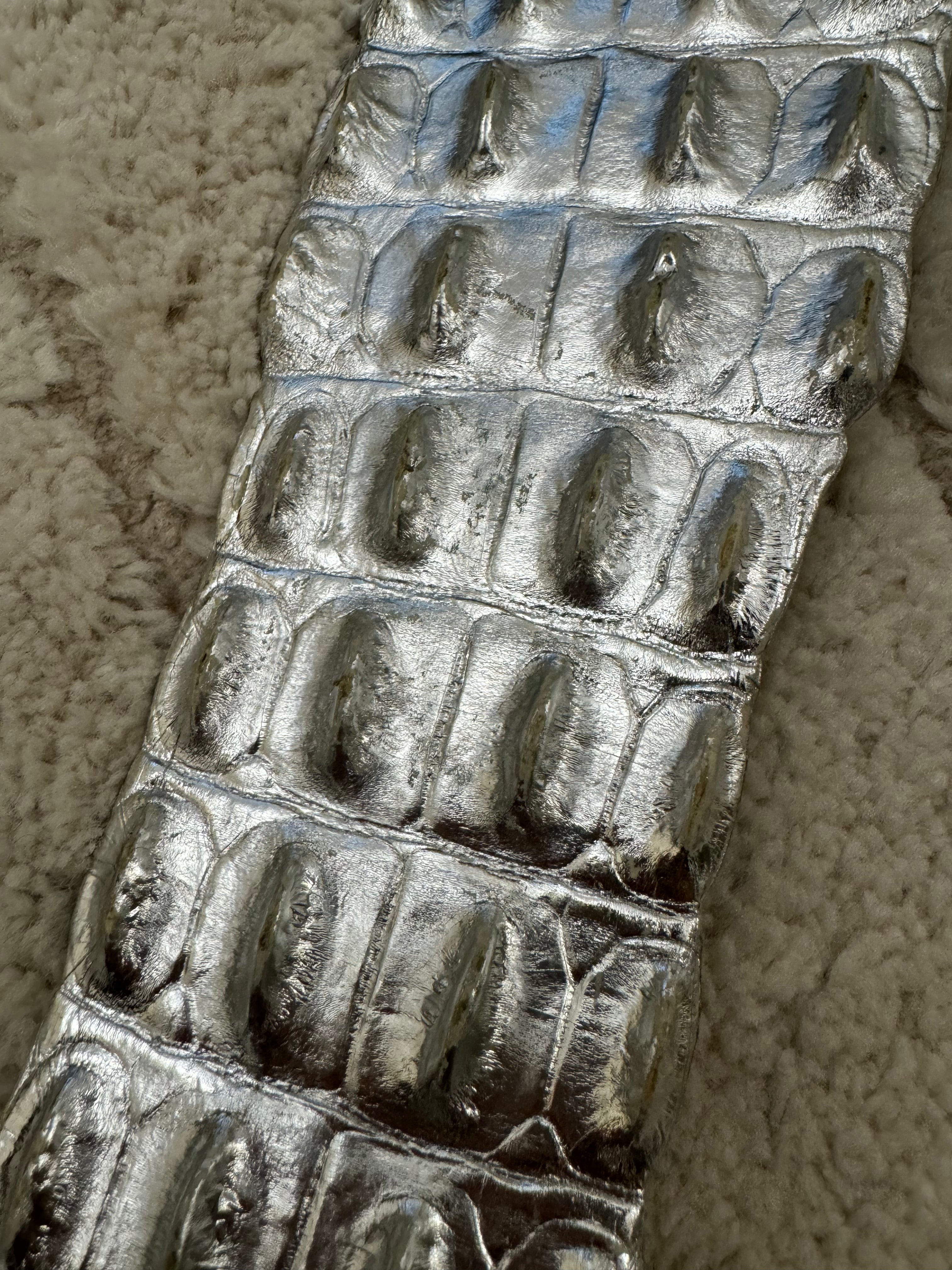 SS2005 Roberto Cavalli Sliver Crocodile Leather Belt