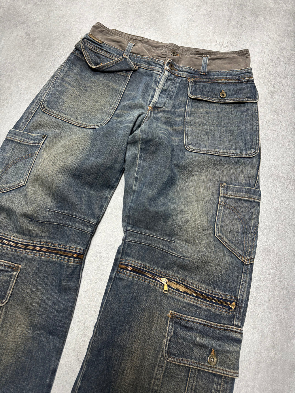 AW2003 Dolce & Gabbana Waisted Masterpiece Faded Denim Cargo