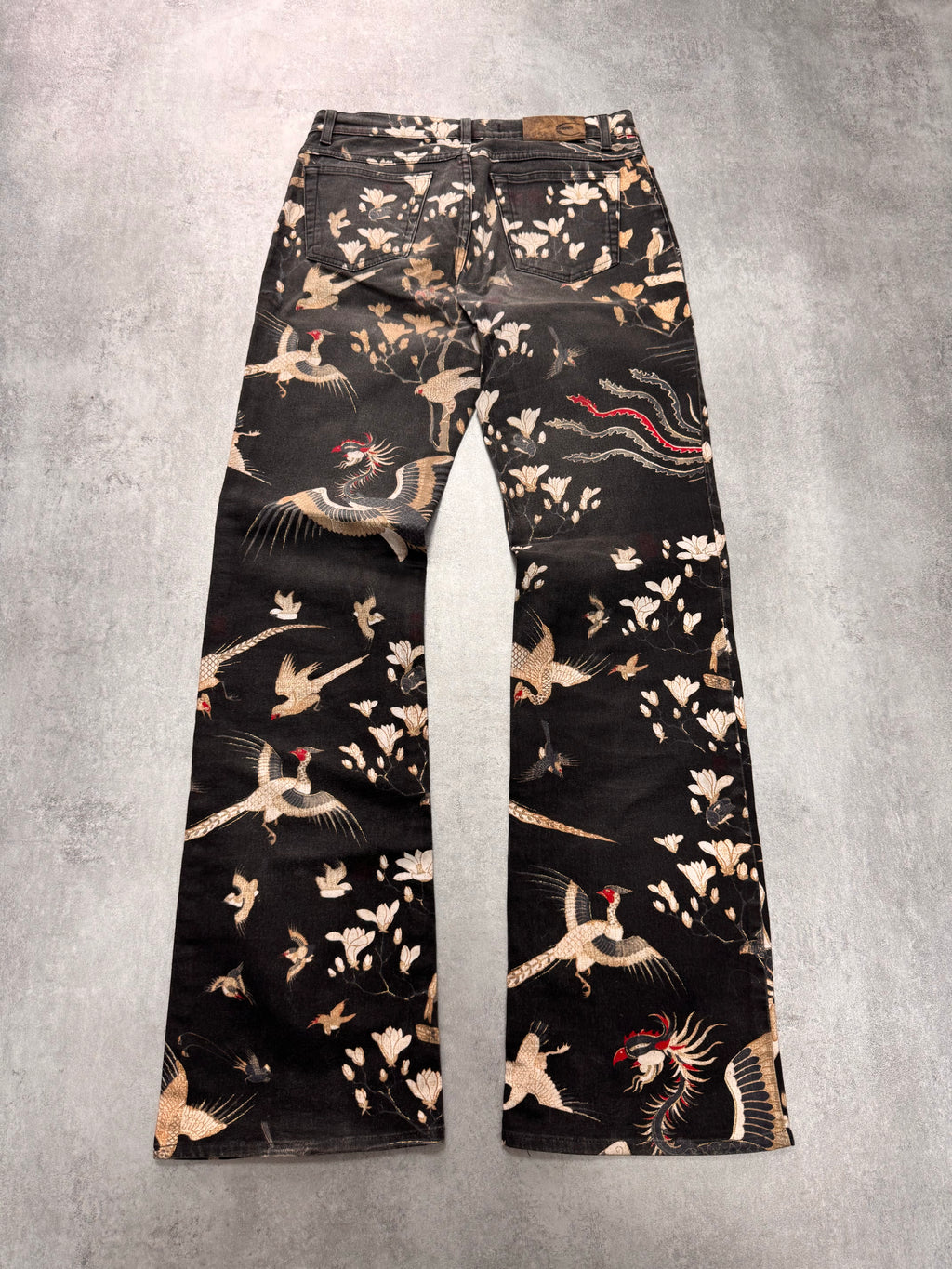 AW2003 Cavalli Asian Noble Birds Black Pants