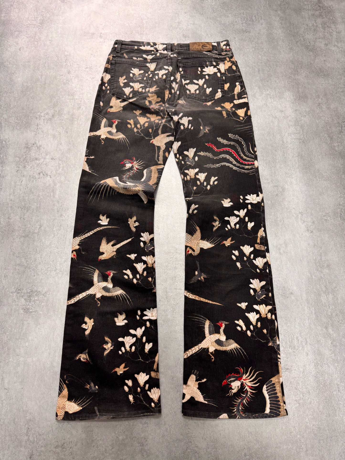 AW2003 Cavalli Asian Noble Birds Black Pants (XS/S)