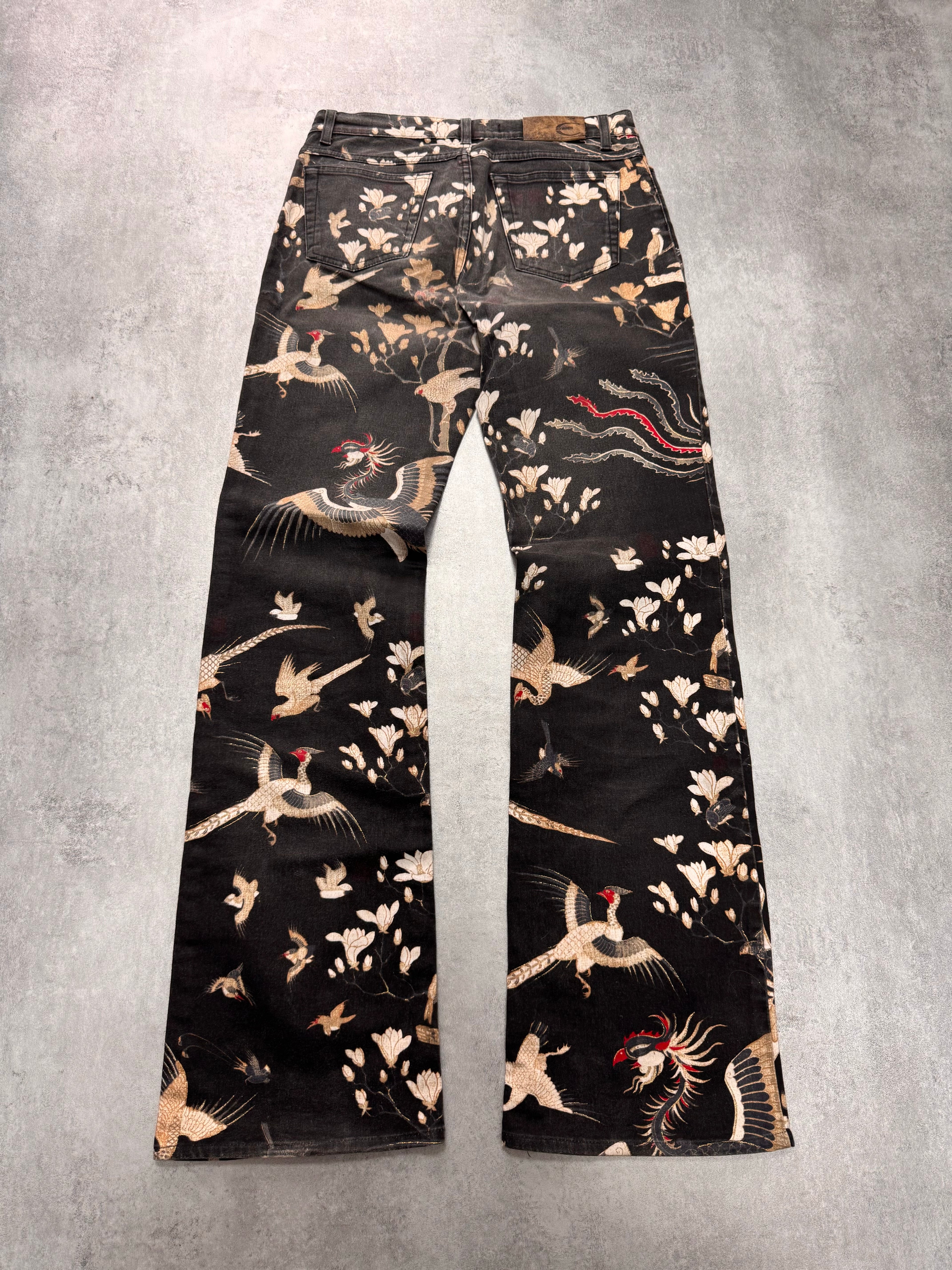 AW2003 Cavalli Asian Noble Birds Black Pants