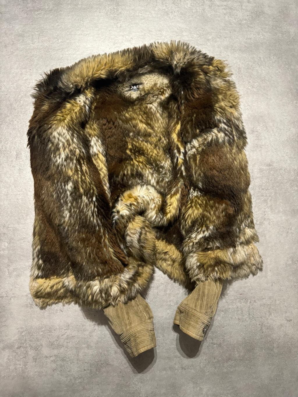 FW2001 Dolce & Gabbana Fur Corduroy Striped Jacket (L) - 6