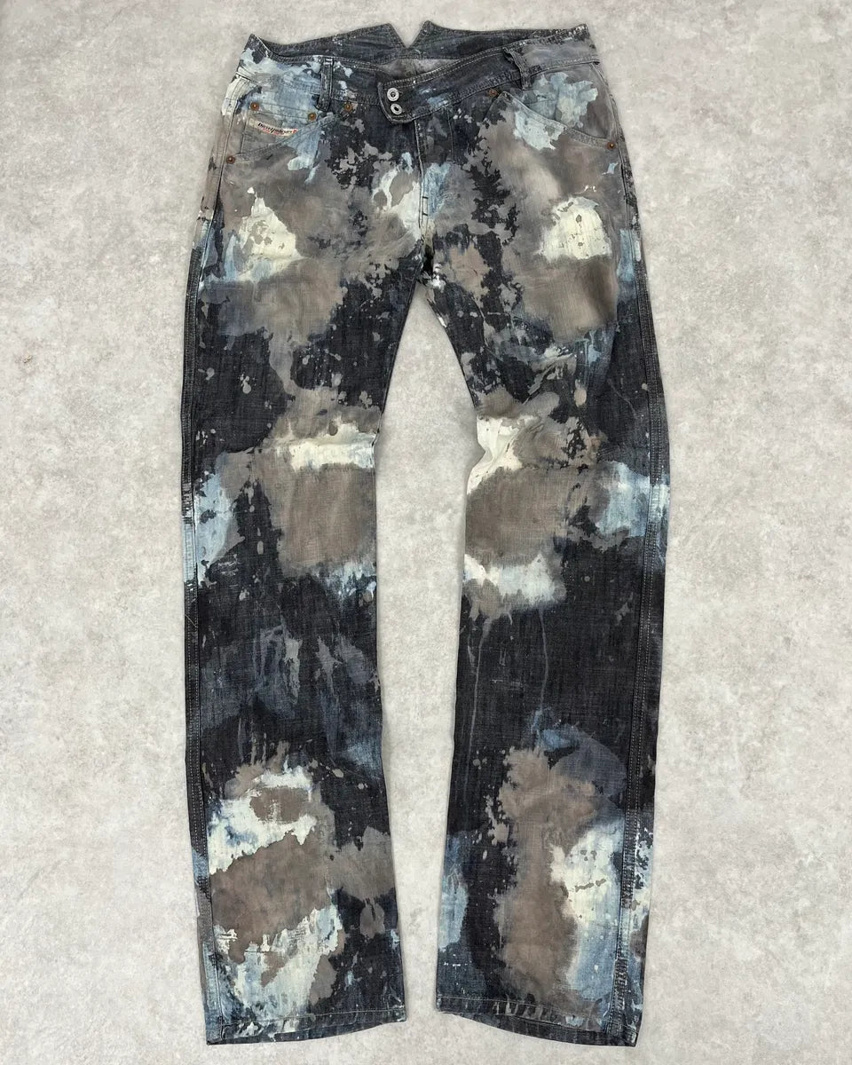 2000s Diesel Contemporary Full Splash Painted Effect Pants XzXQgJO 0