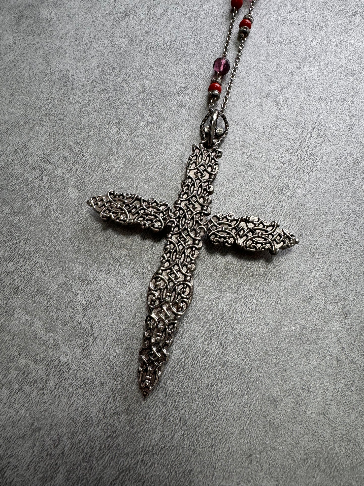 Dolce & Gabbana Fantasy Red Cross Pendant Necklace (OS)