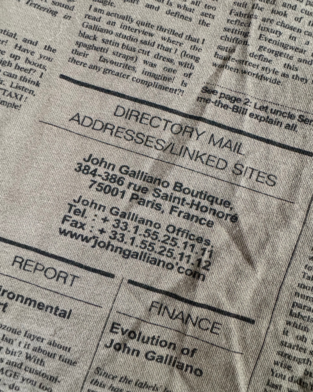 2000s John Galliano Gazette Newspaper Long Sleeve (S)