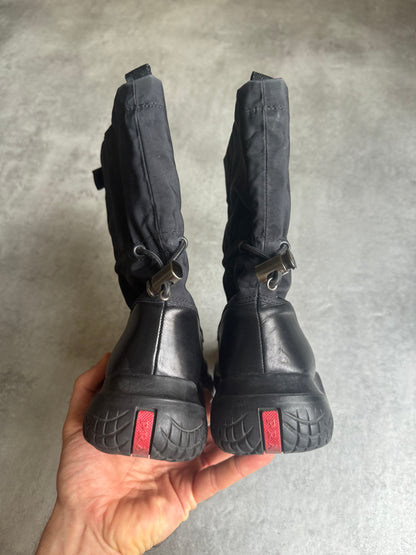 AW1999 Prada Square Toe Technical Vibram Leather Boots (40) - 9