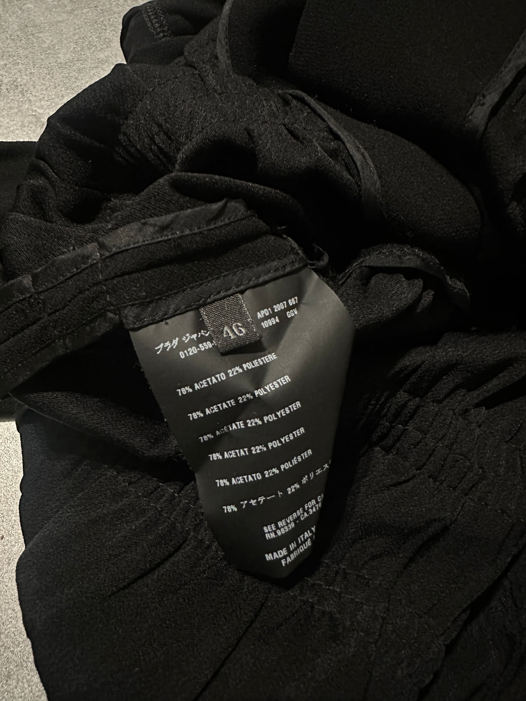 SS2007 Prada Black Pleats Shirt