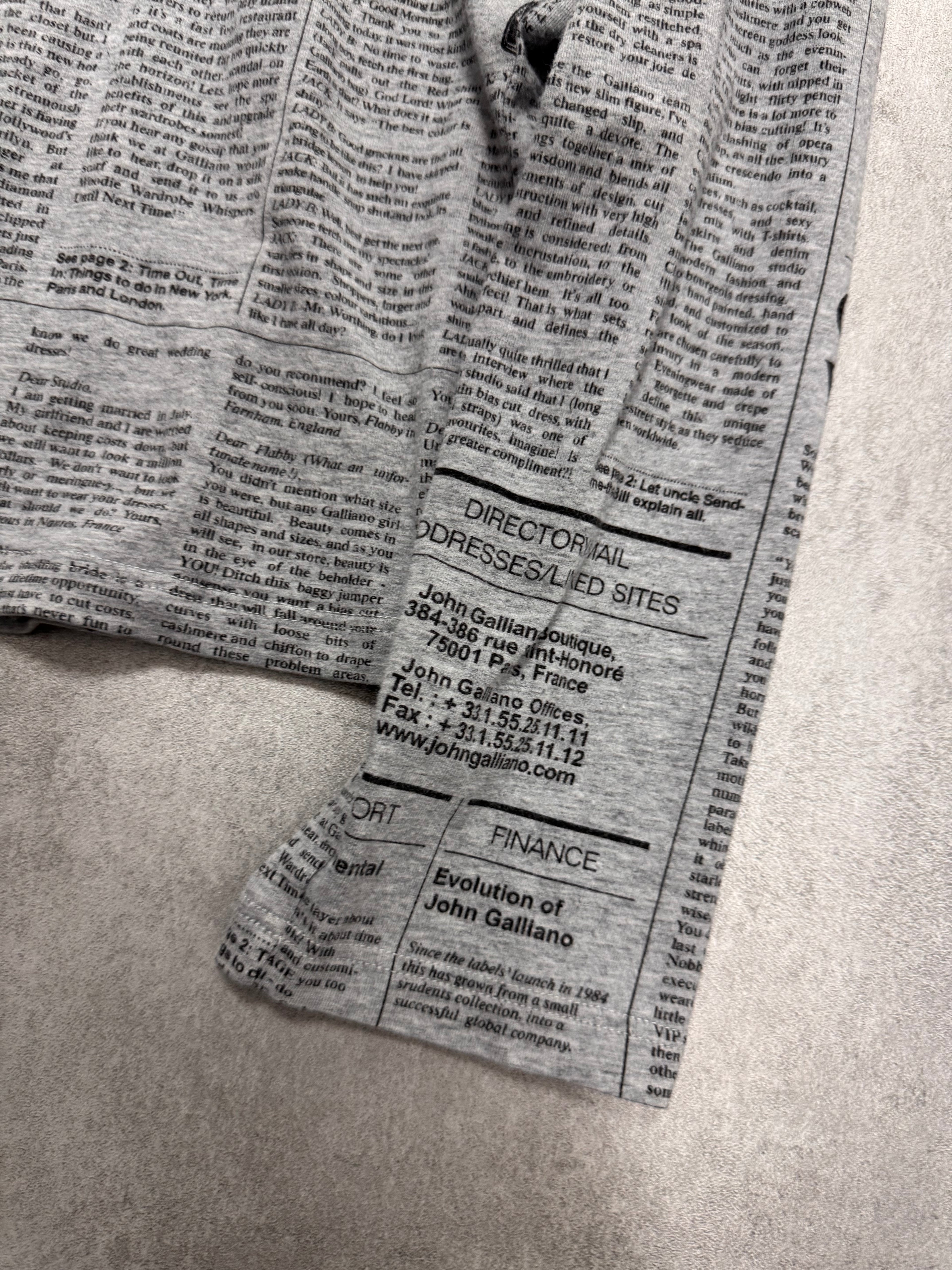 2000s John Galliano Newspaper Grey Longsleeves