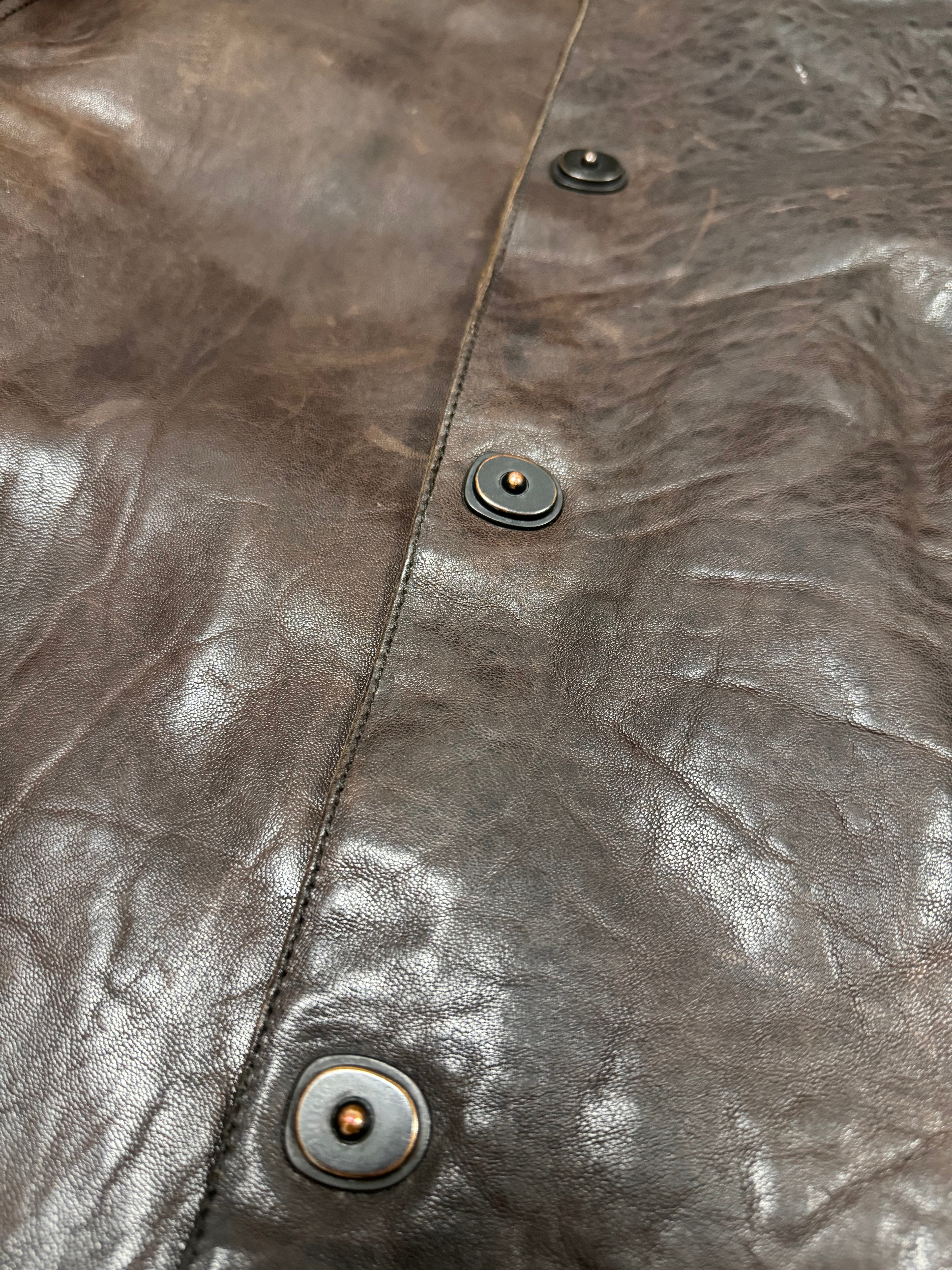 FW2006 Emporio Armani Brut Leather Bomber Jacket (M/L)