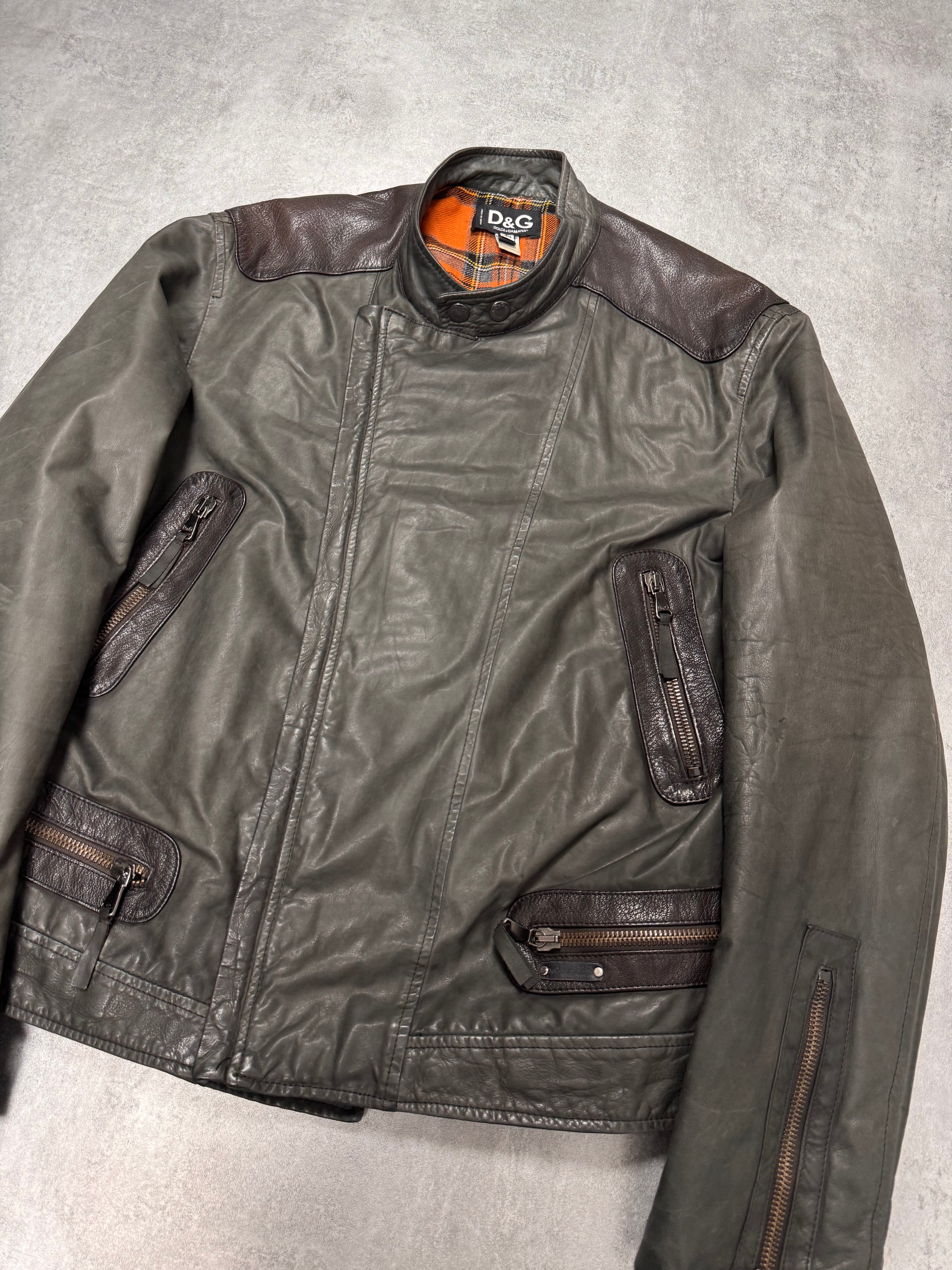 2000s Dolce & Gabbana Asymmetrical Leather Jacket