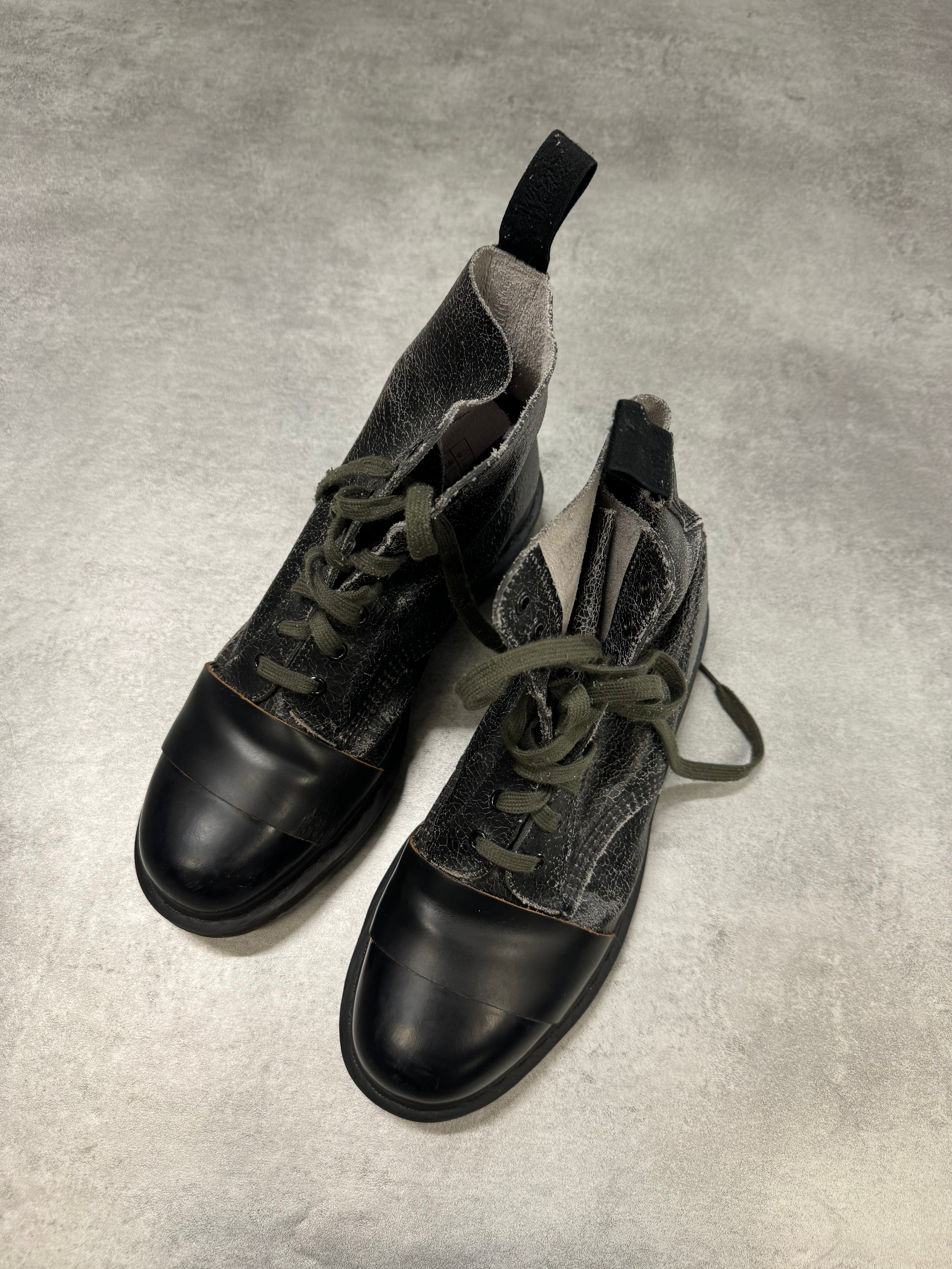 AW2016 Dr Martens x Marni Black Cracked Leather Boots (46) - 4