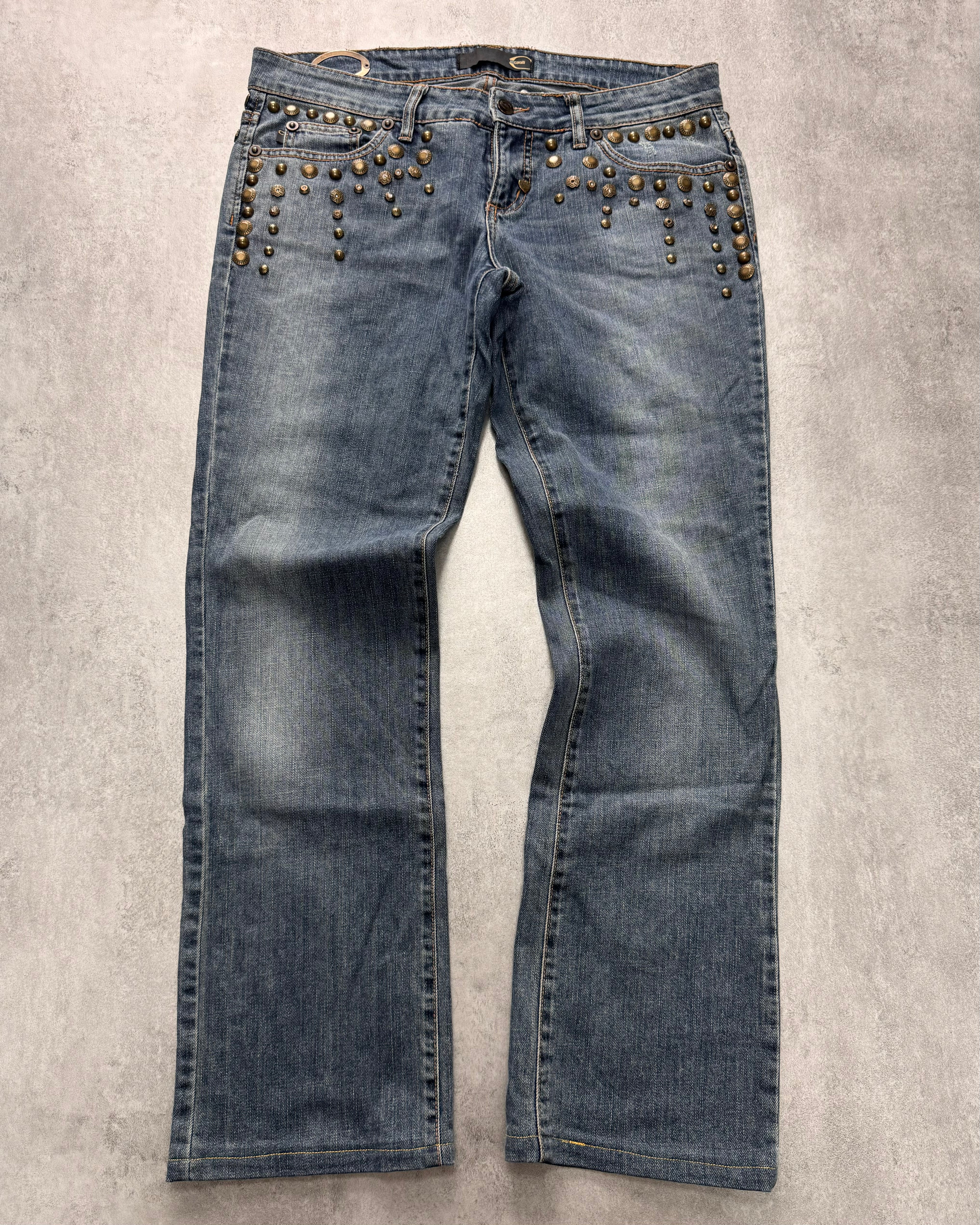 SS2008 Cavalli Studded Sun Faded Denim Jeans