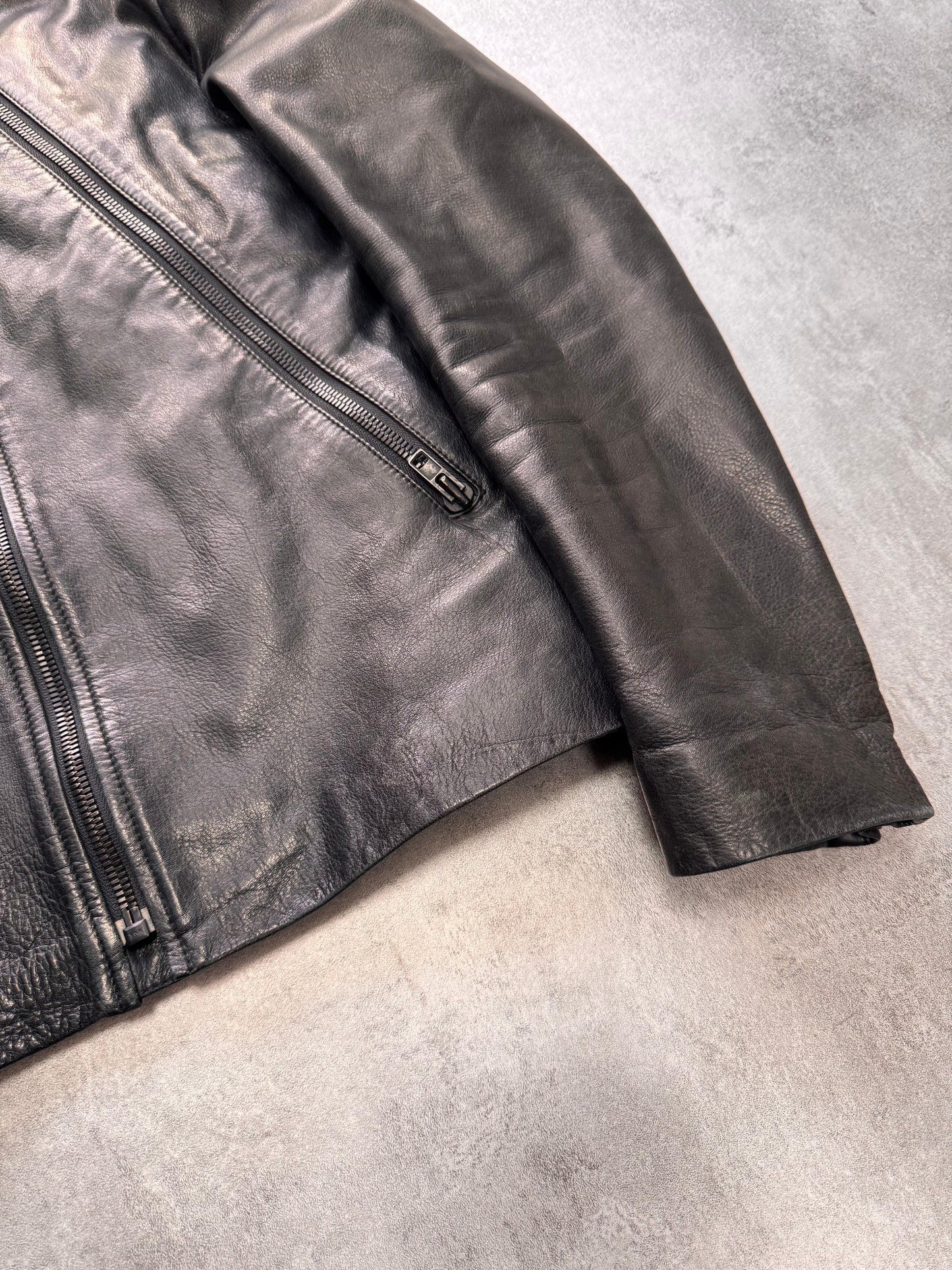 SS2010 Maison Margiela 5-Zip Black Leather Jacket (S)