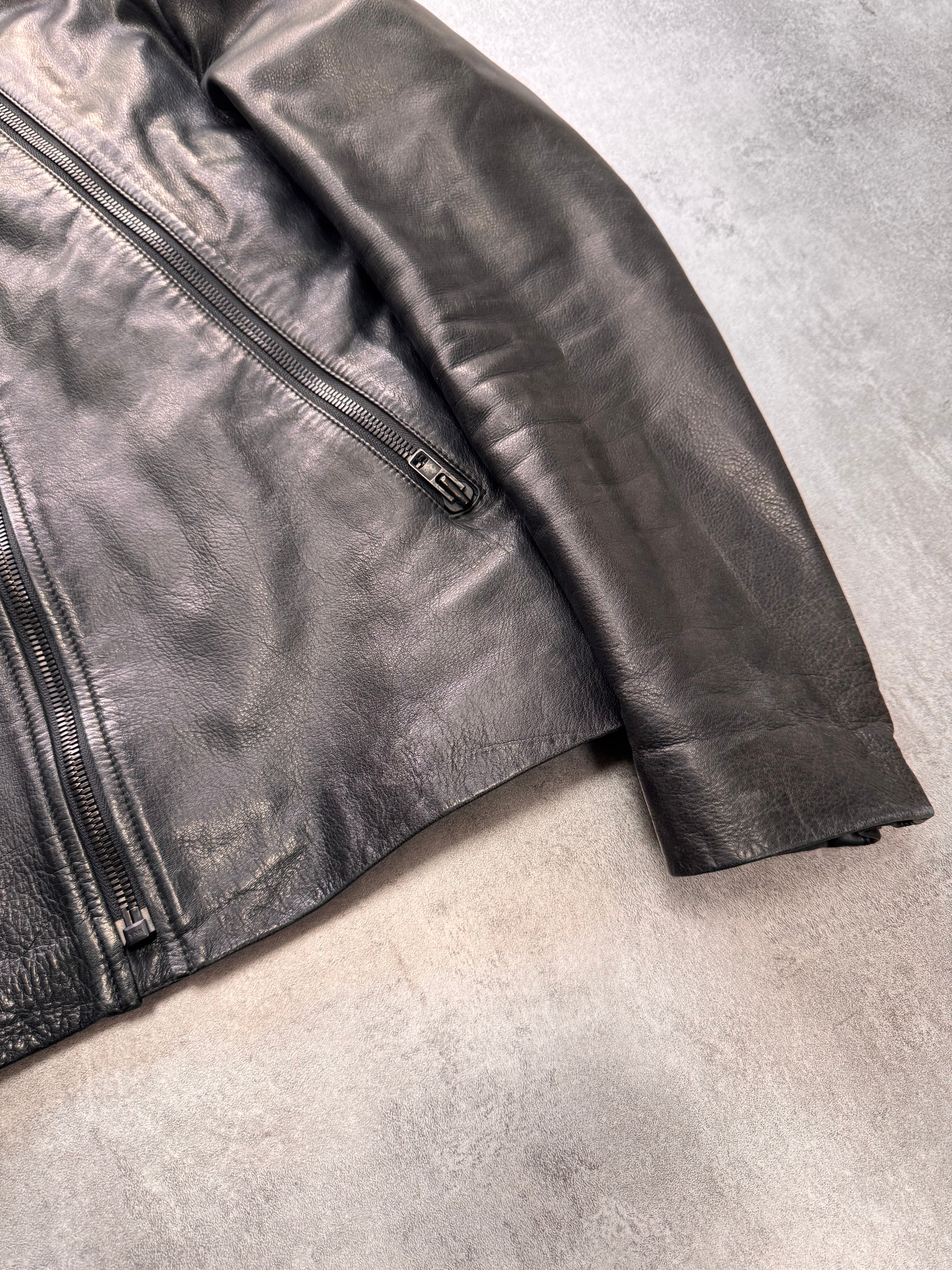 SS2010 Maison Margiela 5-Zip Black Leather Jacket