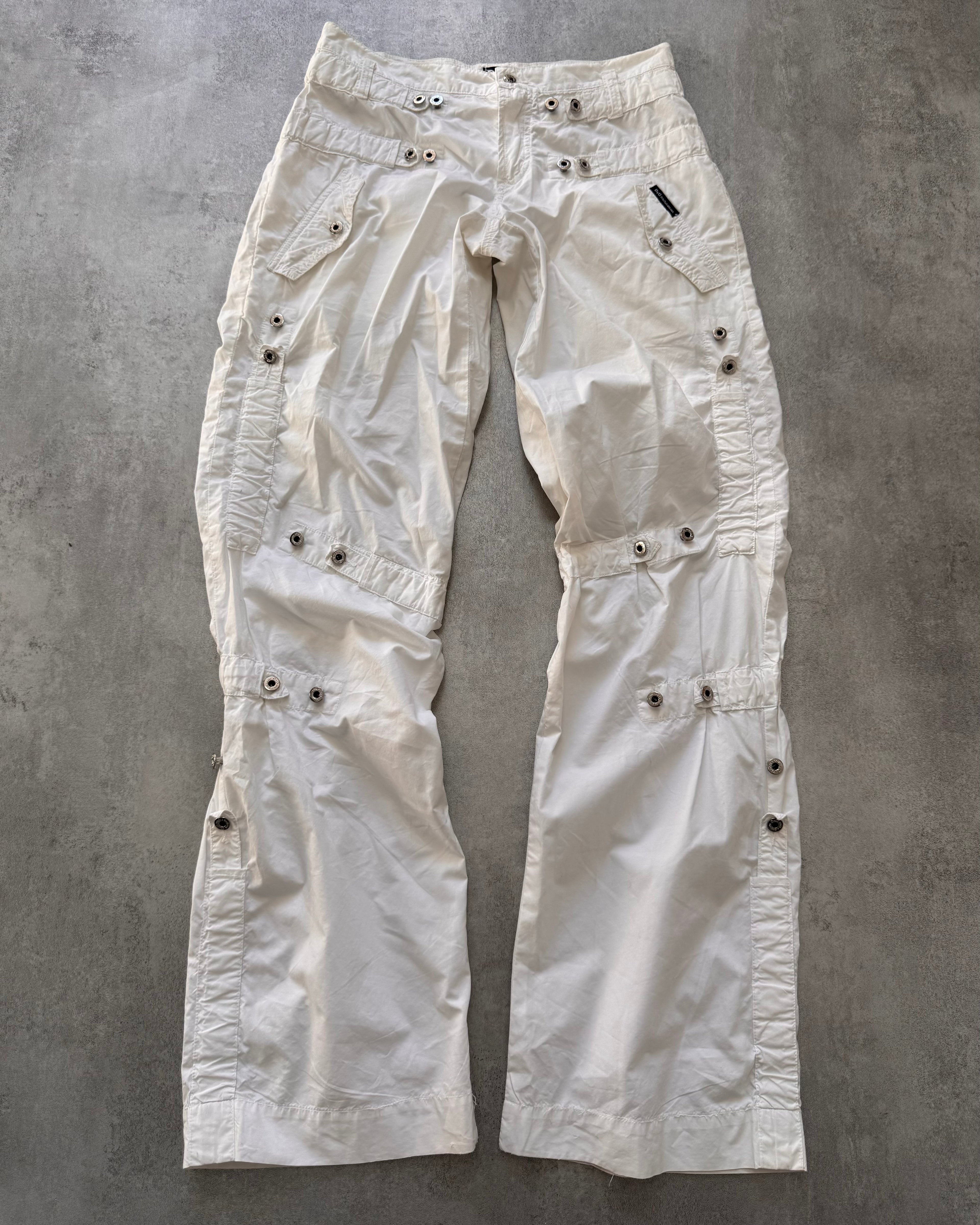 SS2004 Dolce & Gabbana Soft White Cargo Flared Pants