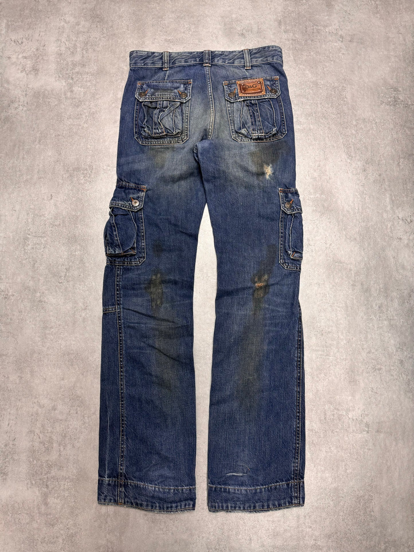 AW2005 Dolce & Gabbana Destroyed Cargo Denim Jeans (M)