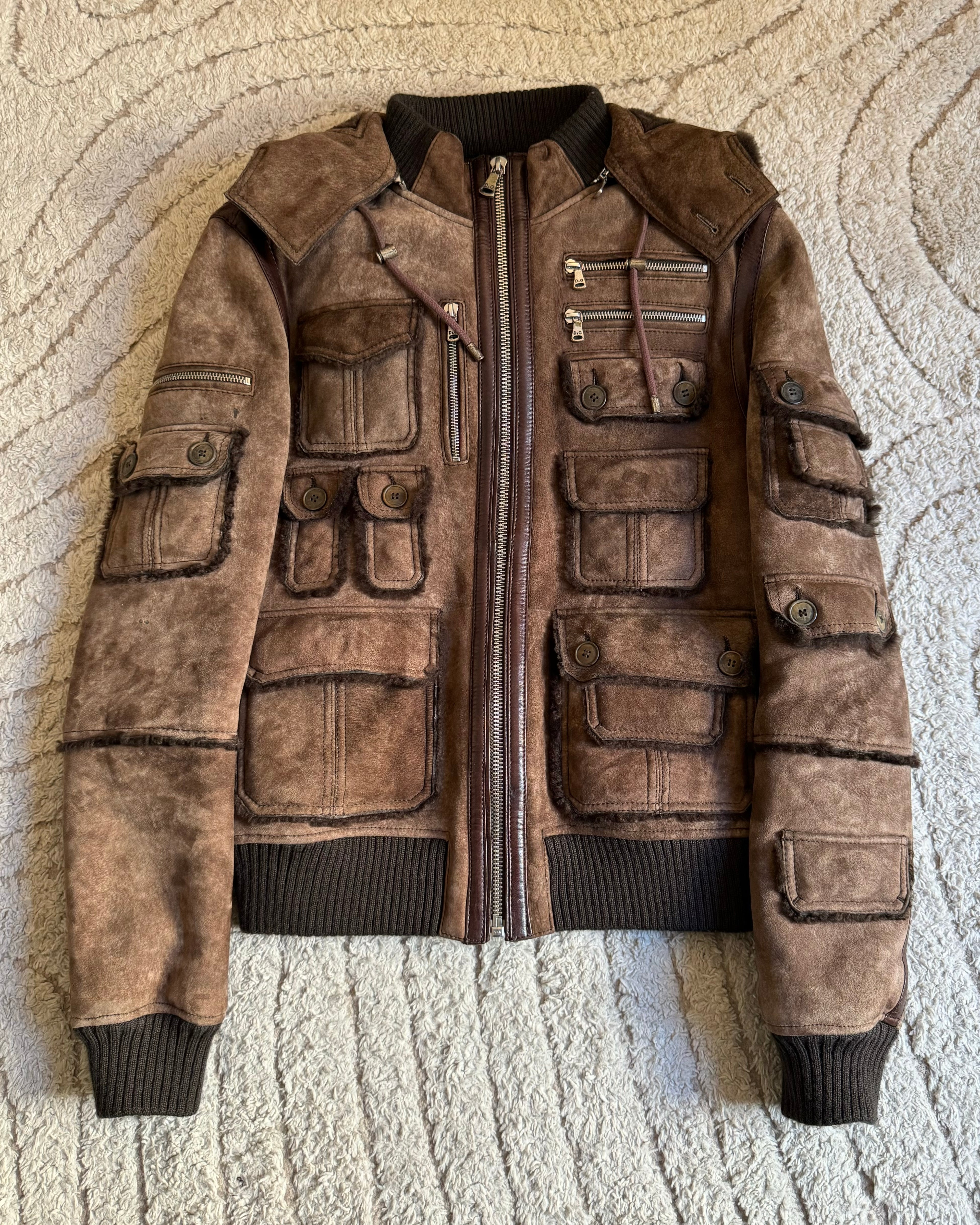 AW03 ドルチェ&amp;ガッバーナ マルチポケット シープスキン カーゴジャケット(M)