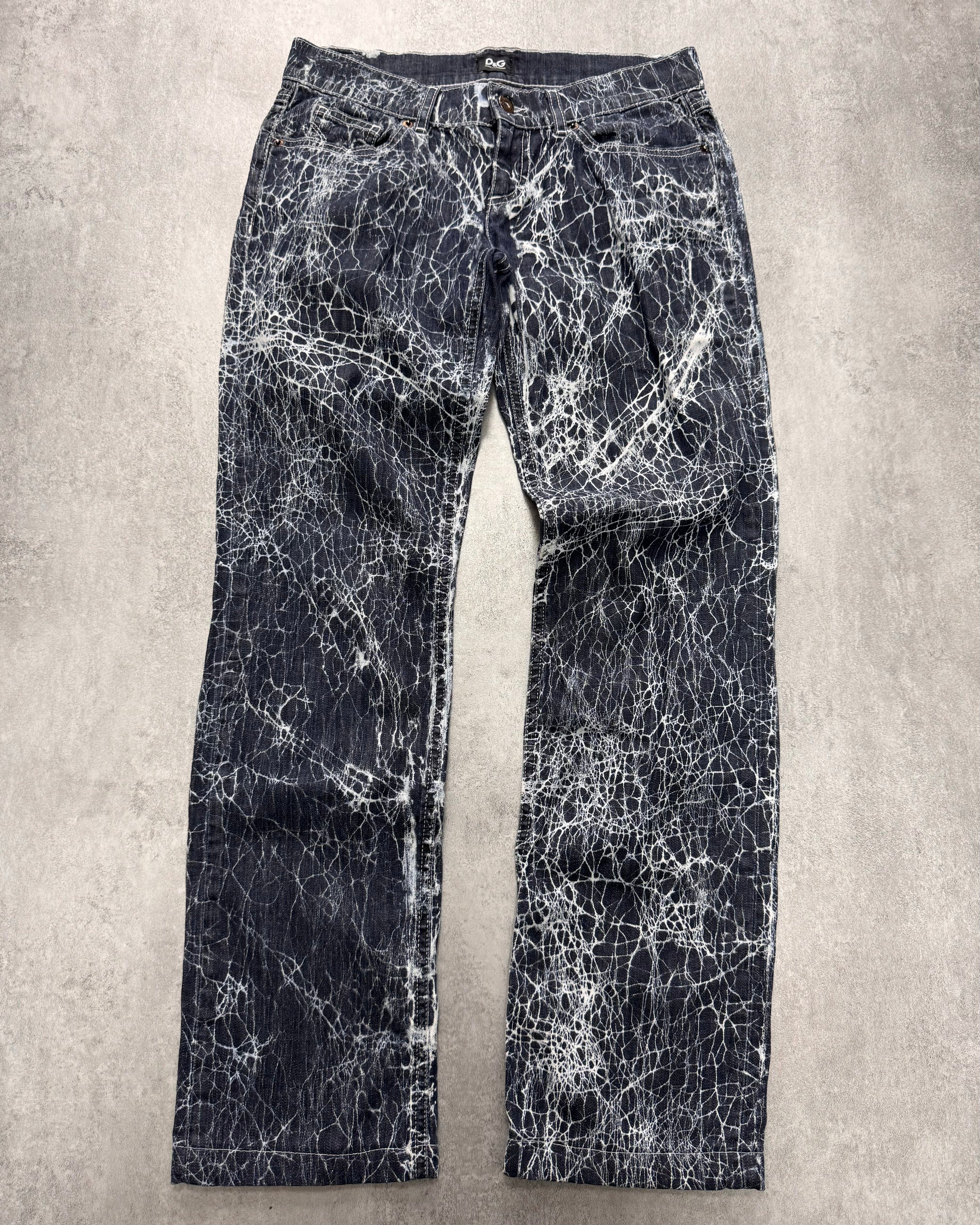 2000s Dolce & Gabbana Spiderweb Denim Jeans