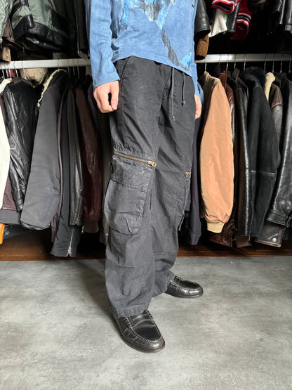 2000s Armani Wide Black Cargo Pants  (M) - 5