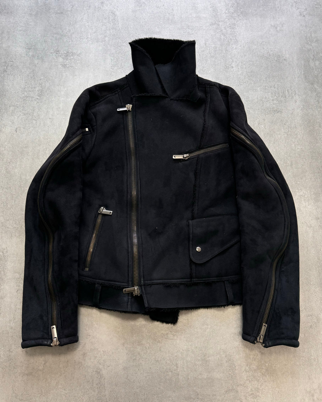 1990s Emporio Armani Arm Zip Asymmetrical Jacket