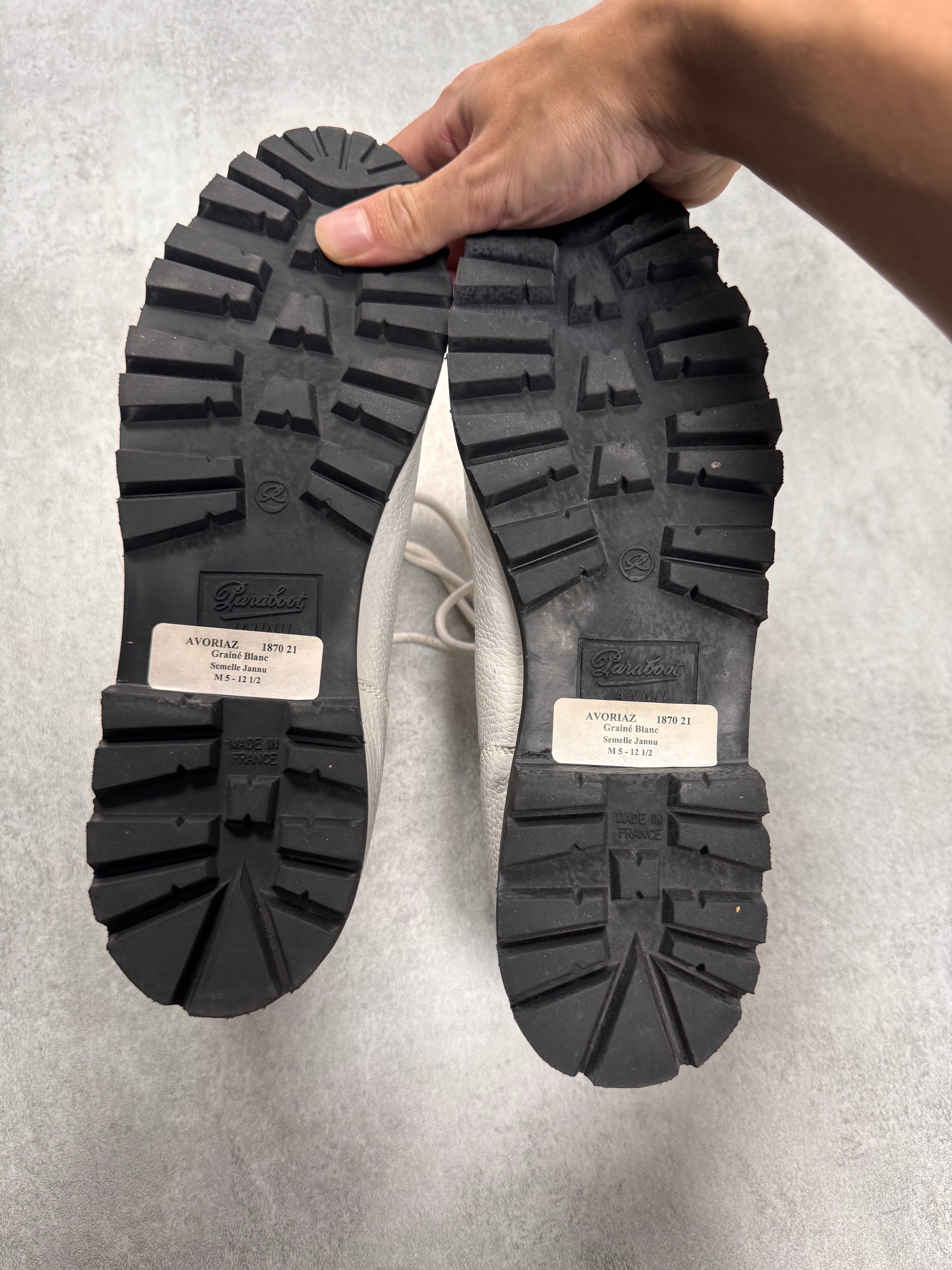 Paraboot Avoriaz Hiking White Grained Leather Boots