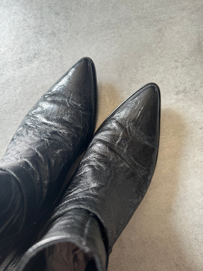 Cavalli Black Western Leather Boots  (43) - 8