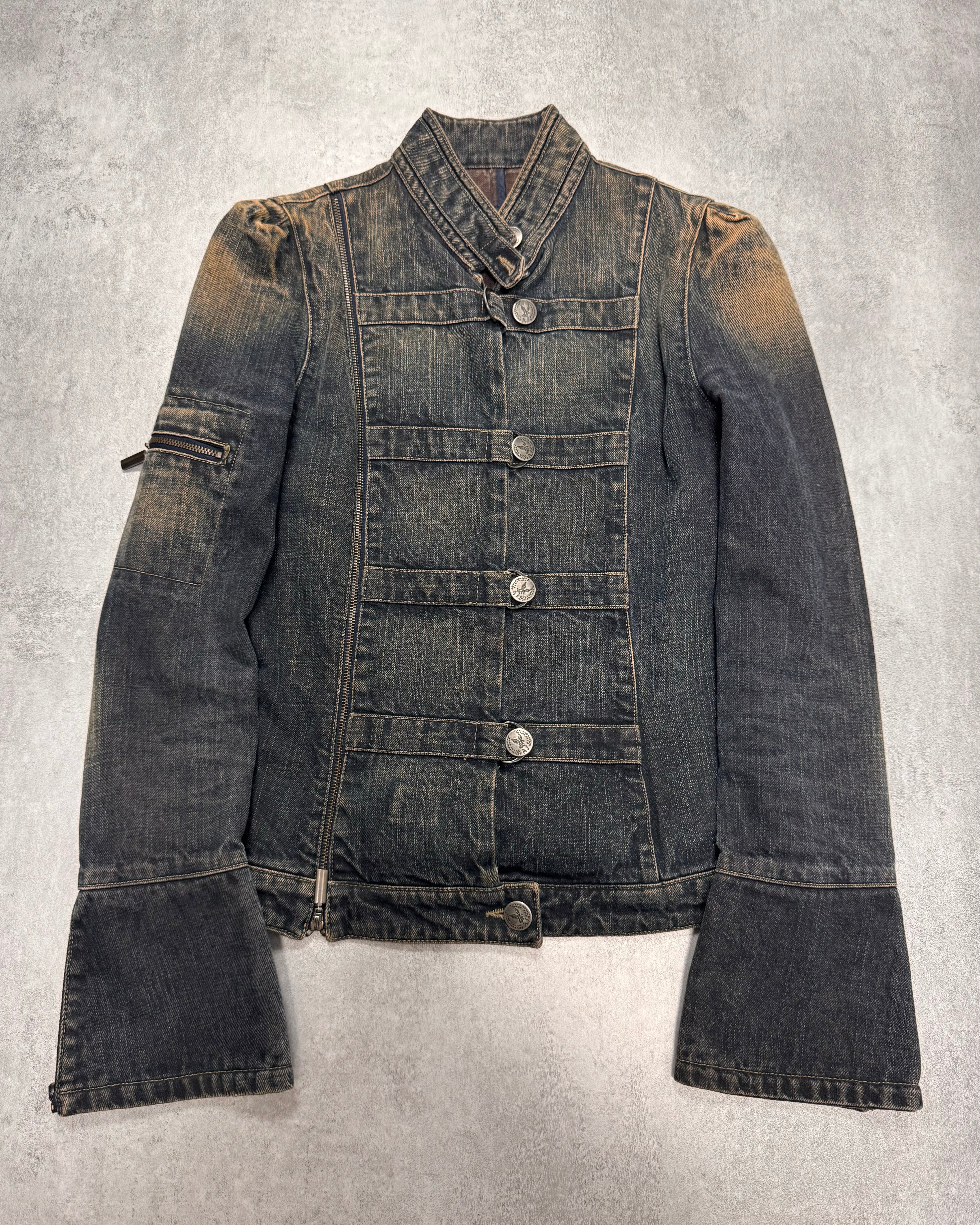 2000s Armani Samurai Faded Denim Jacket