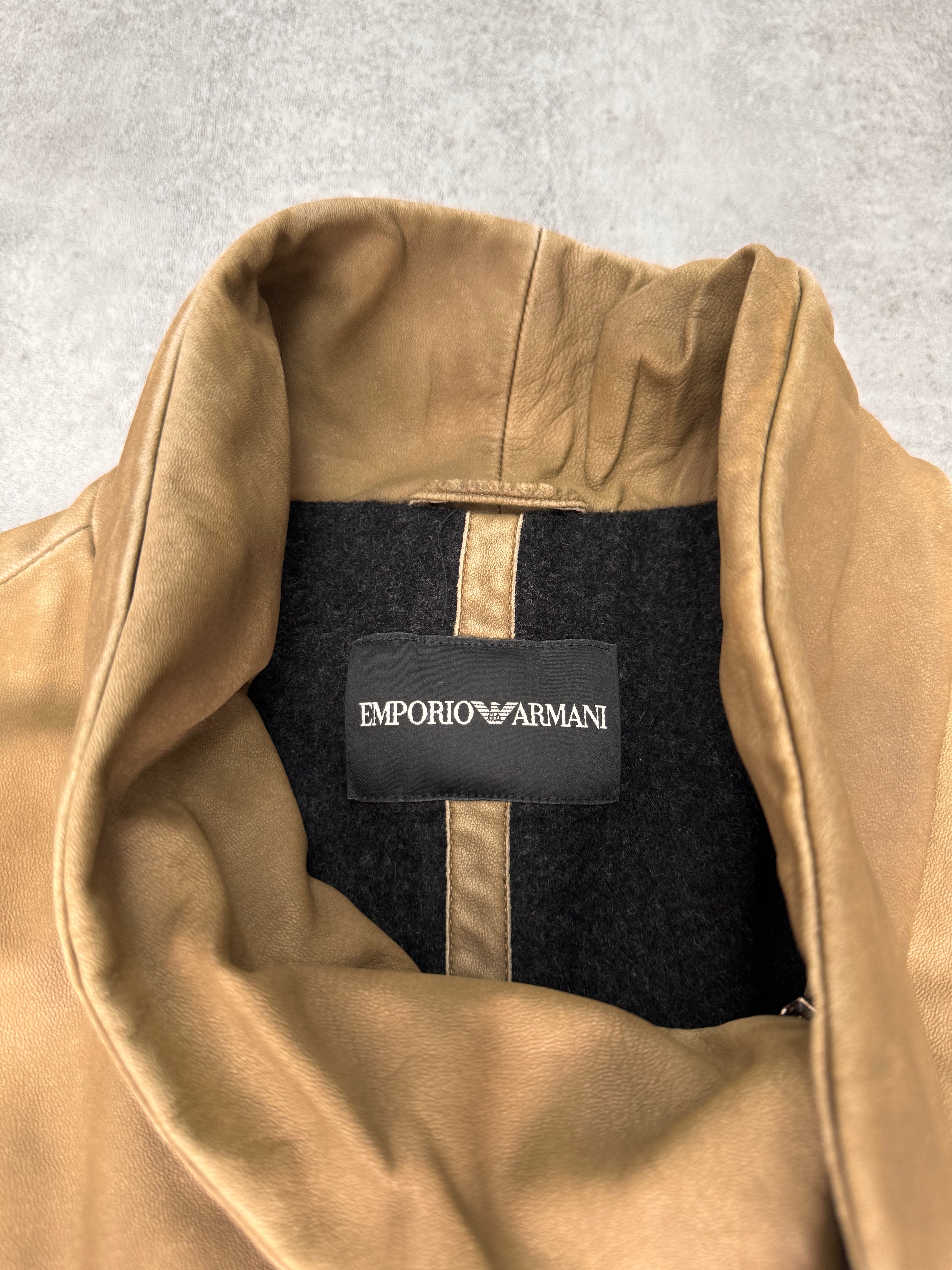 SS2011 Emporio Armani Asymmetrical Collar Leather Jacket