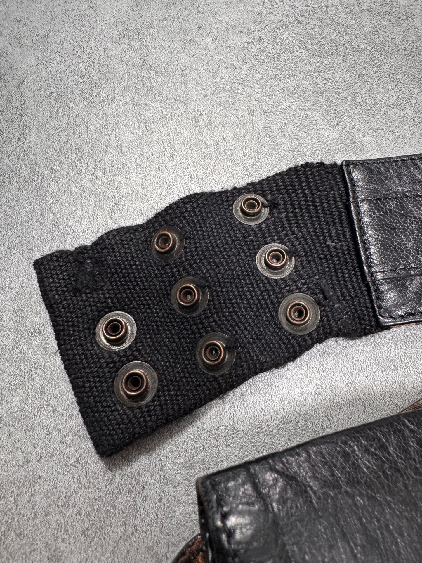 2000s Dolce & Gabbana Cargo Black Leather Butonned Belt (OS)