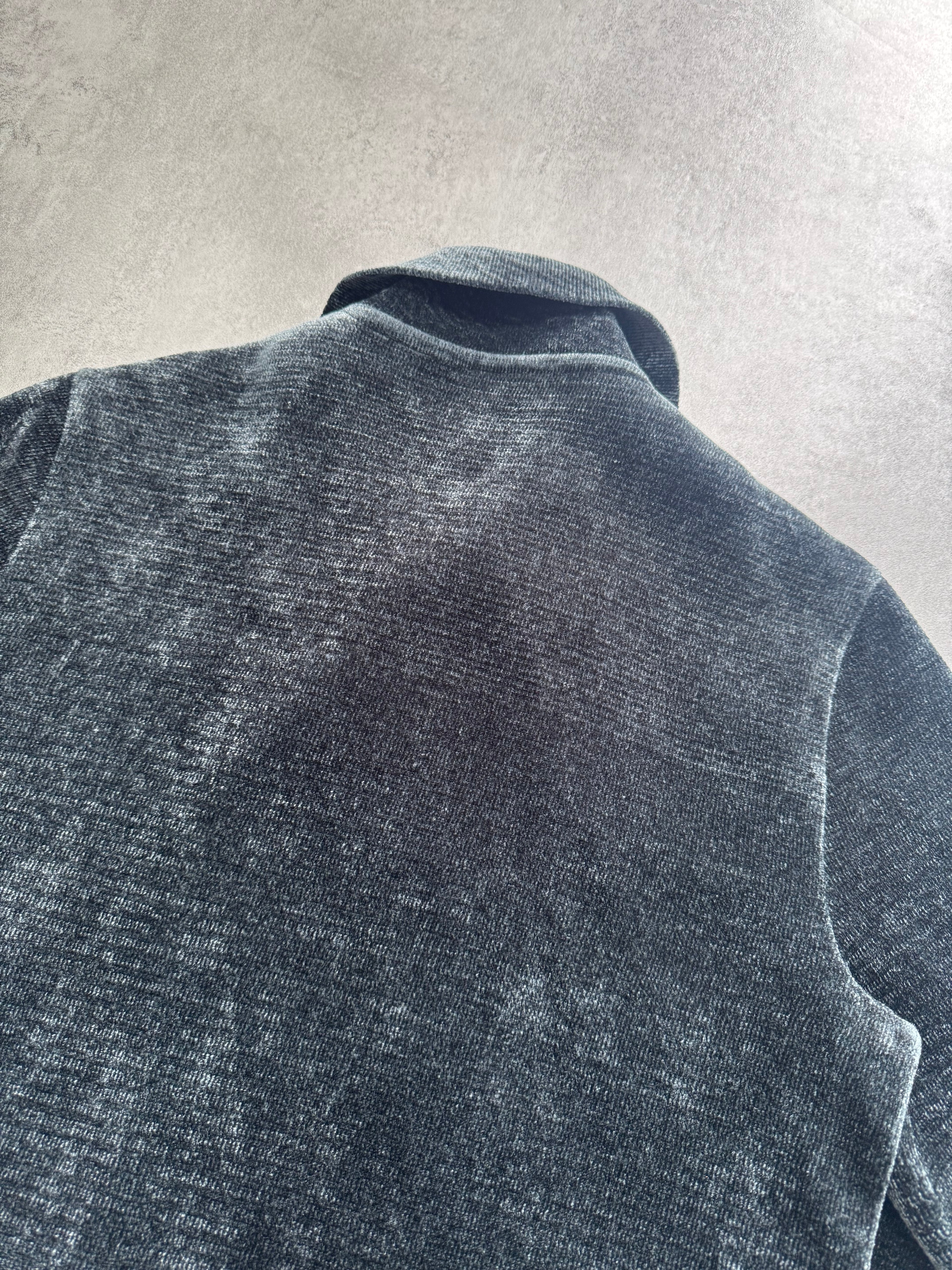 Emporio Armani Viscose Navy Greay Asymmetrical Jacket