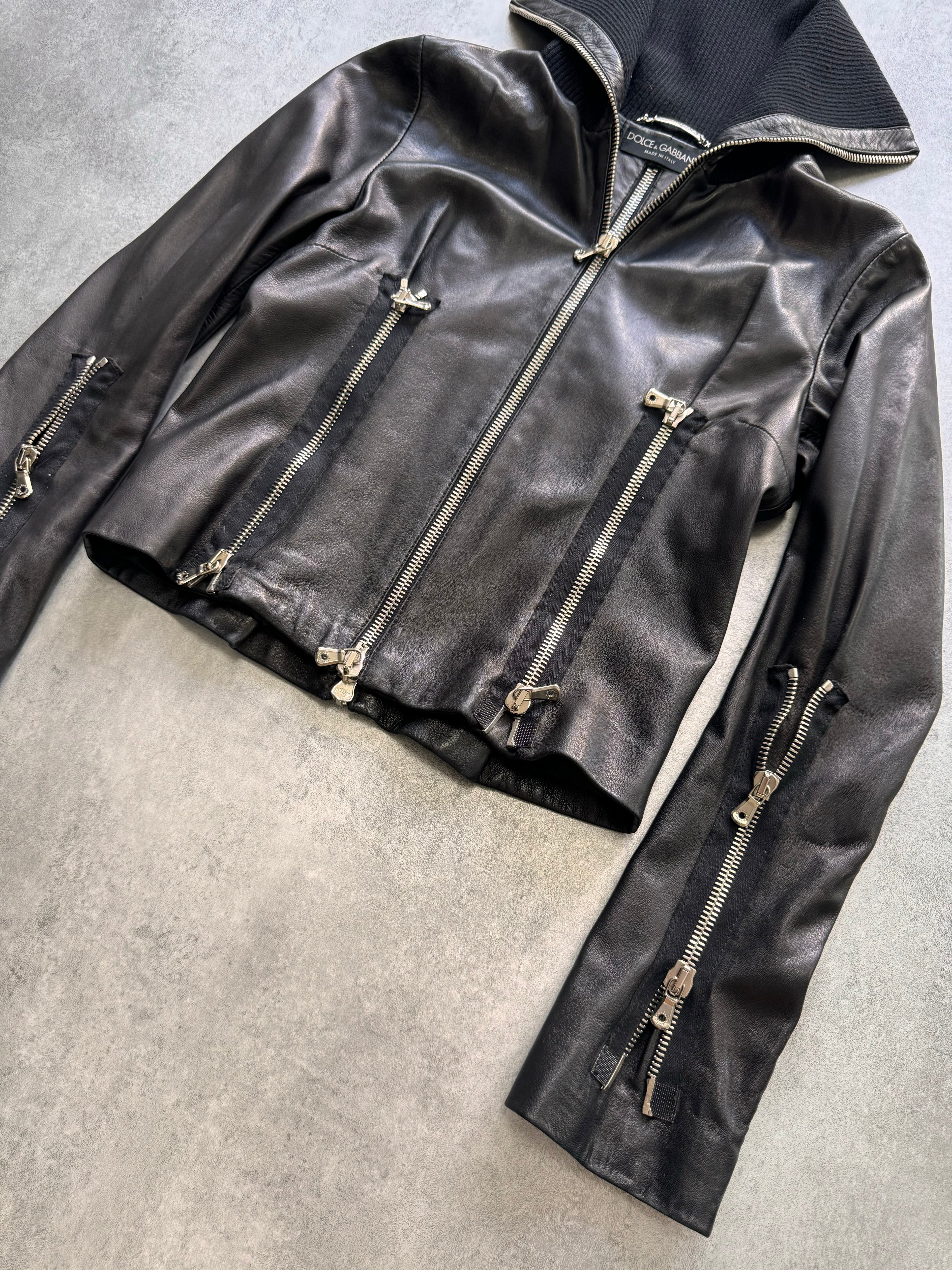 AW2003 Dolce & Gabbana Multi-Zip Leather Jacket