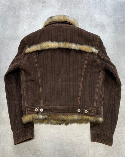 FW2001 Dolce & Gabbana Fur Striped Corduroy Jacket (S/M)