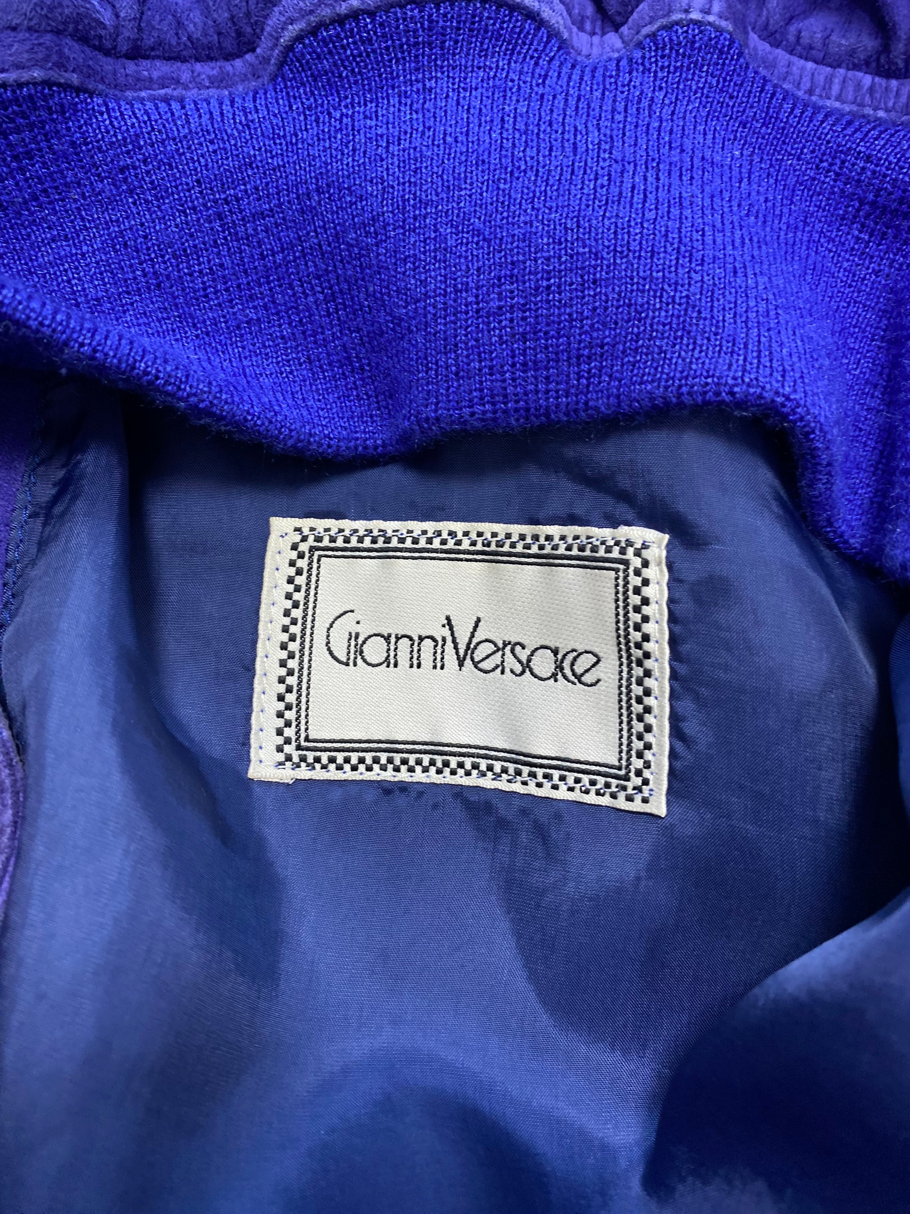 1990s Gianni Versace Purple Blue Bomber Jacket (M)