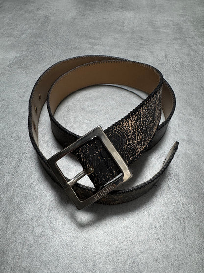 Versace Black Cracked Leather Belt (OS)