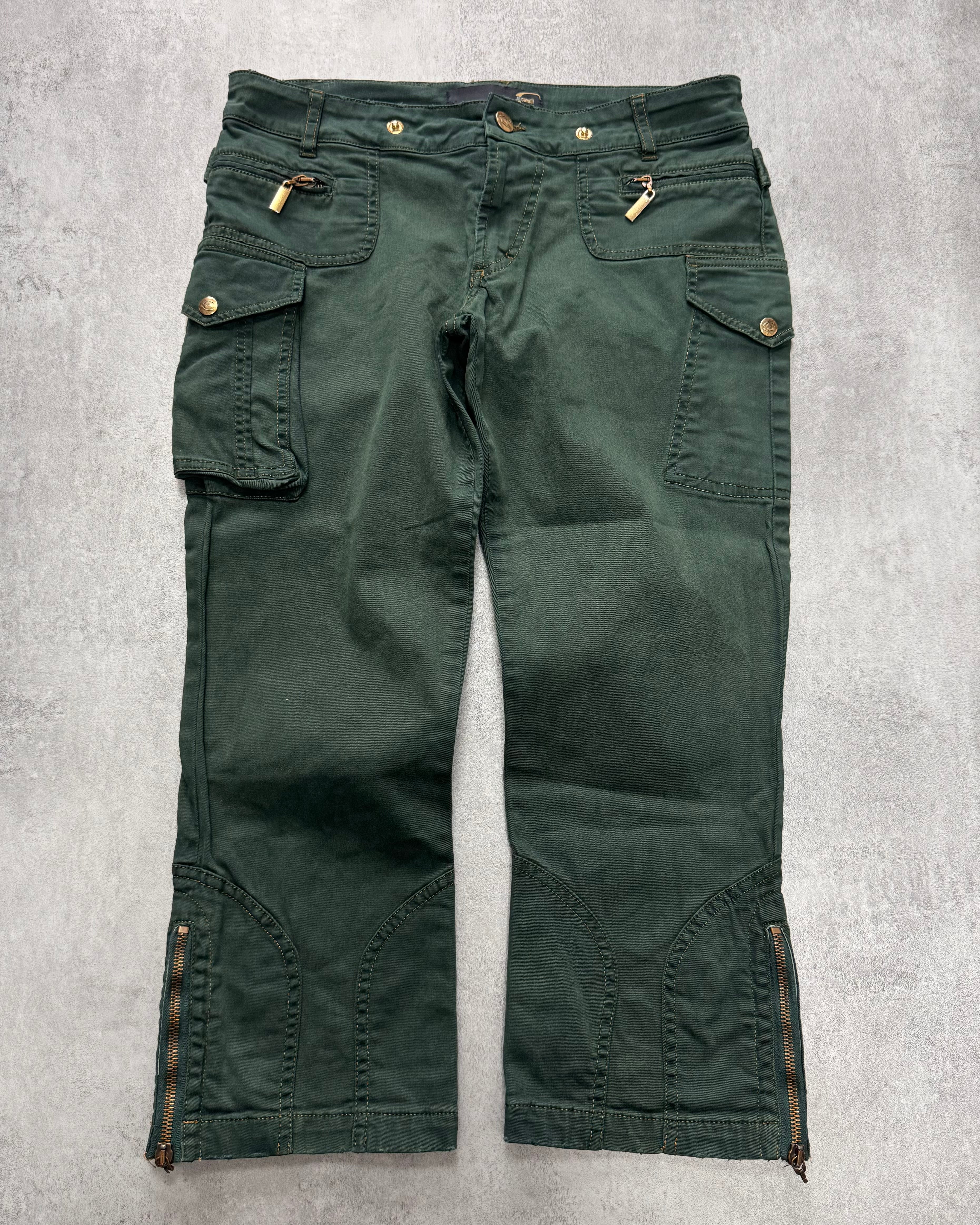 SS2006 Cavalli Green Cargo Cropped Pants