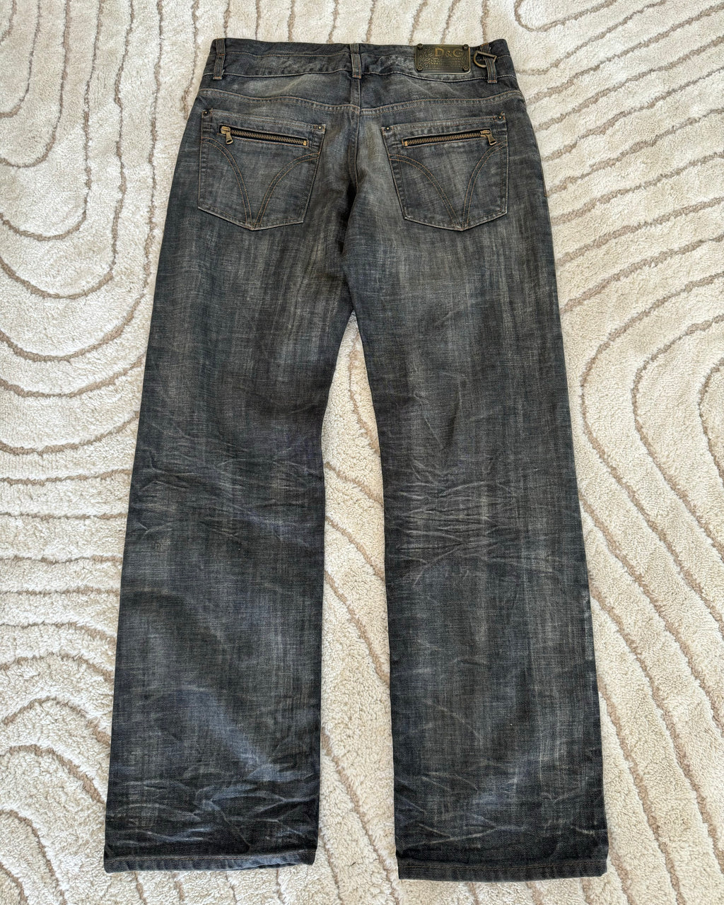 AW03 Dolce & Gabbana Double-Waisted Faded Baggy Jeans (L)