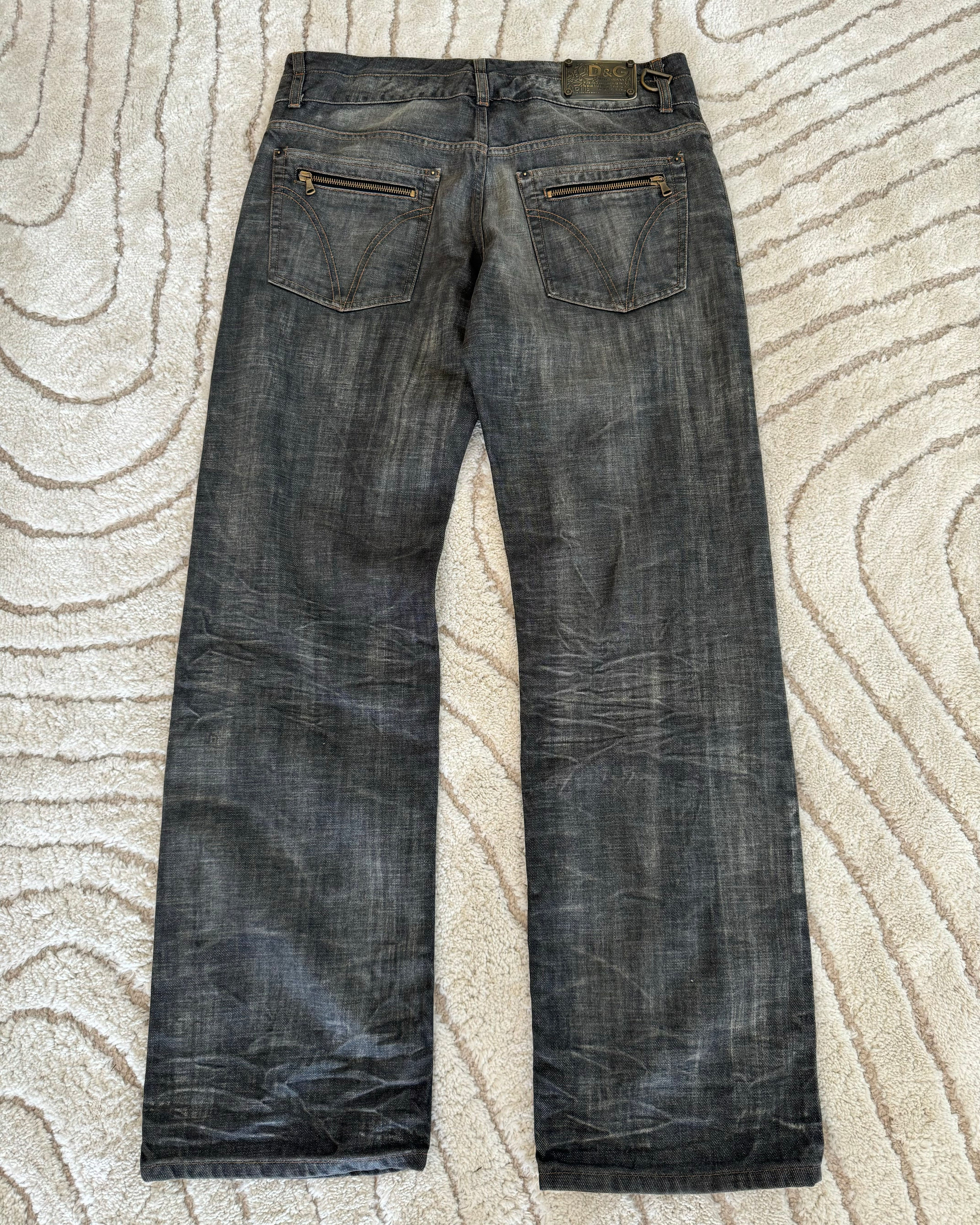 AW03 Dolce & Gabbana Double-Waisted Faded Baggy Jeans (L)