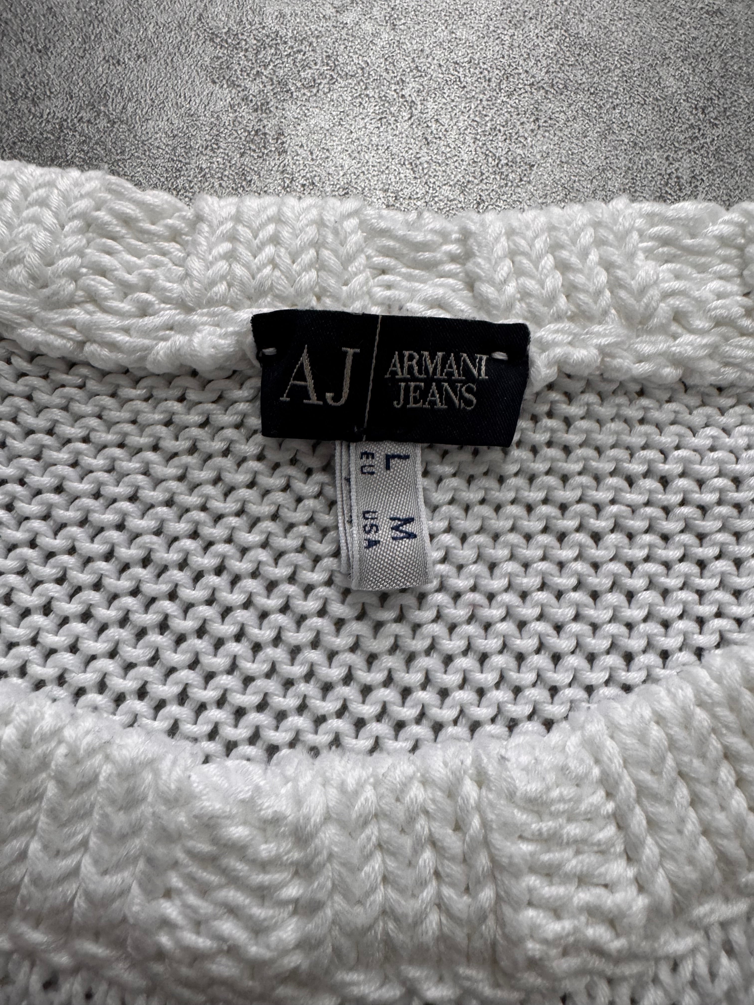 2000s Armani Wave White Sweater