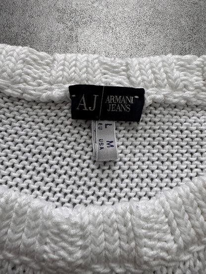 2000s Armani Wave White Sweater (L)